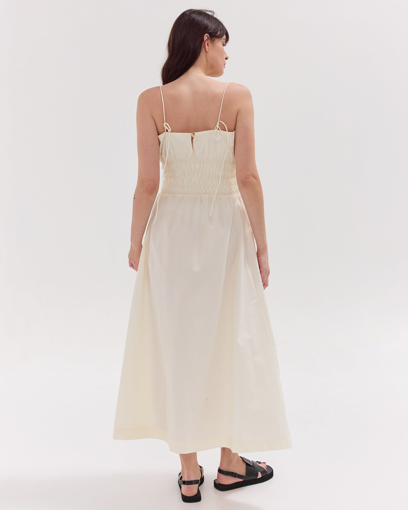 The Strappy Shirred Midi Dress | Panna Cotta