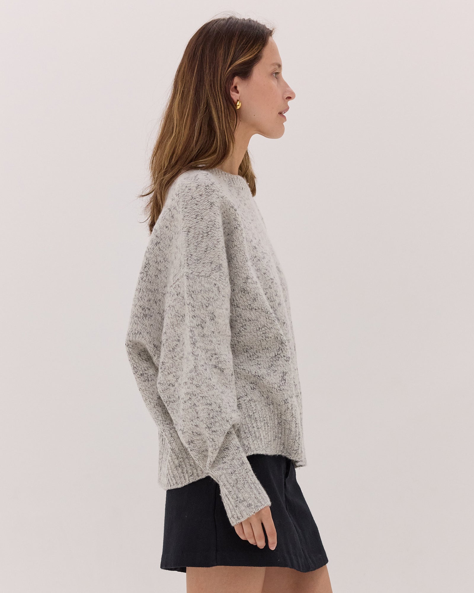 The Billow Sleeve Jumper | Black Fleck
