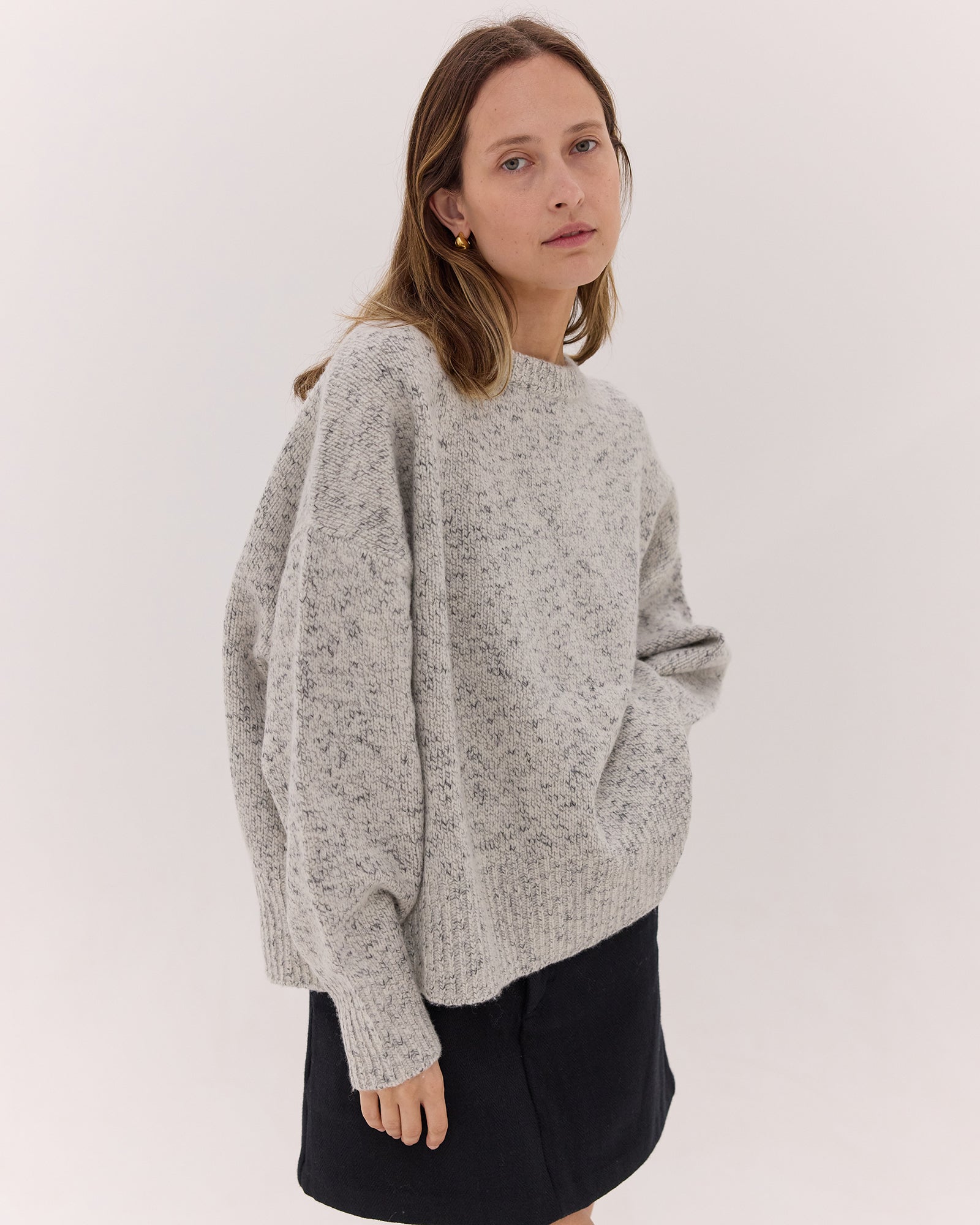 The Billow Sleeve Jumper | Black Fleck