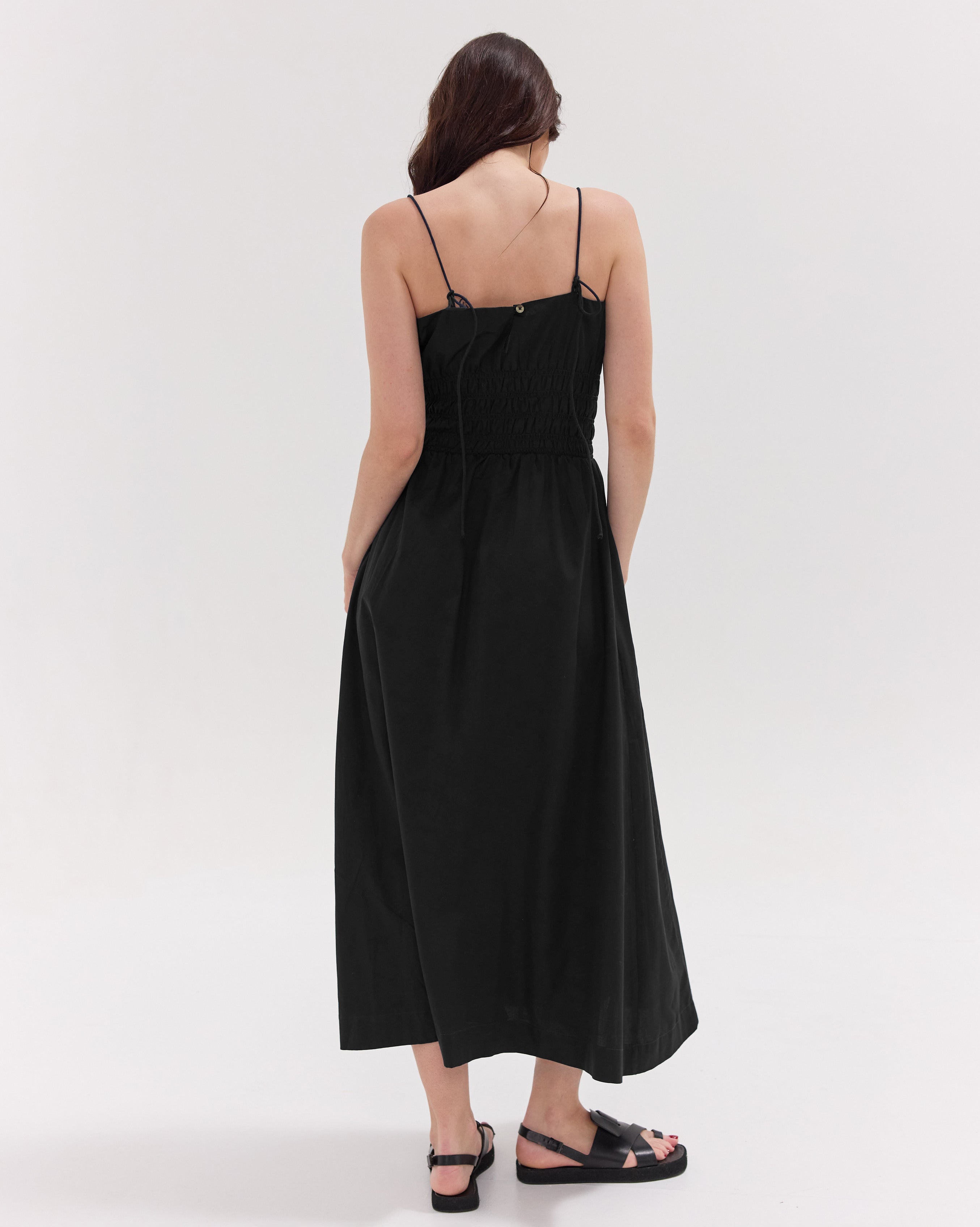 The Shirred Strappy Dress | Black