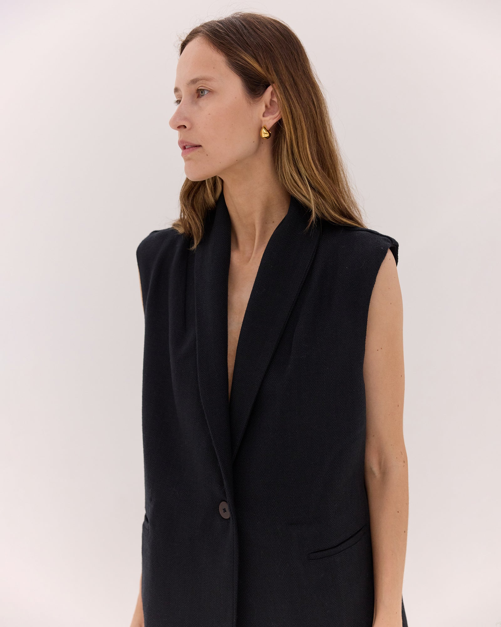 The Wool Tailored Vest | Black