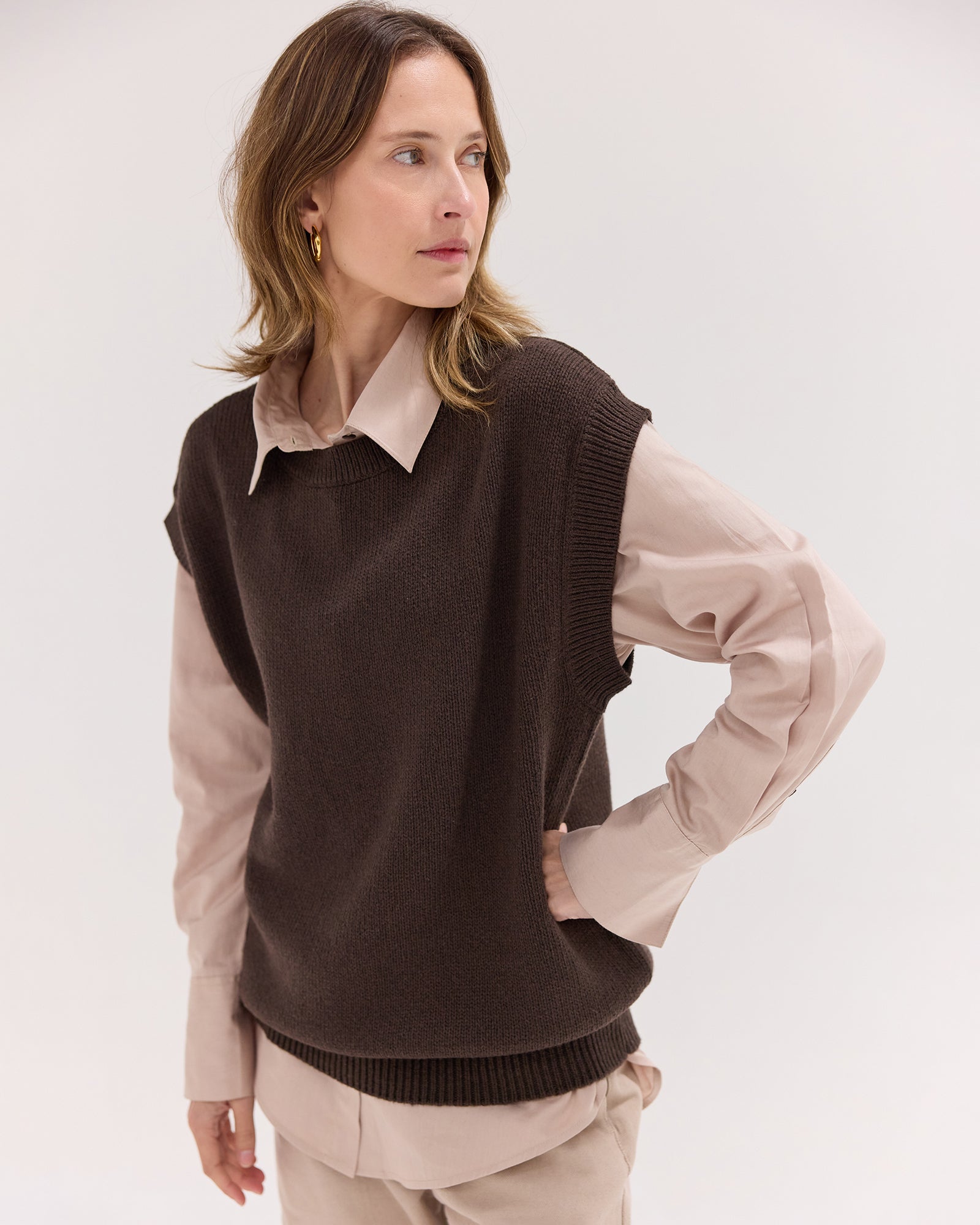 The Crew Neck Vest | Brazil Nut