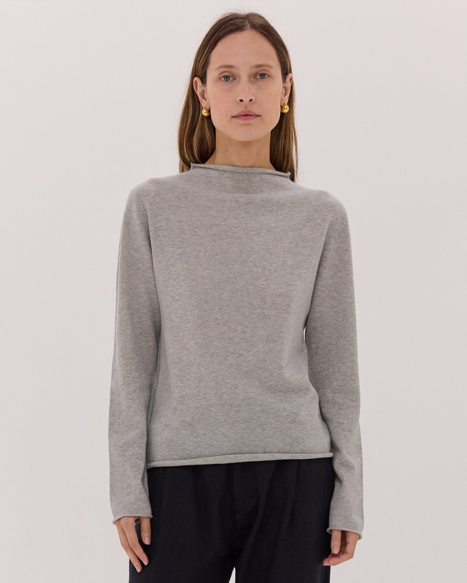 The Funnel Neck Top | Earl Grey