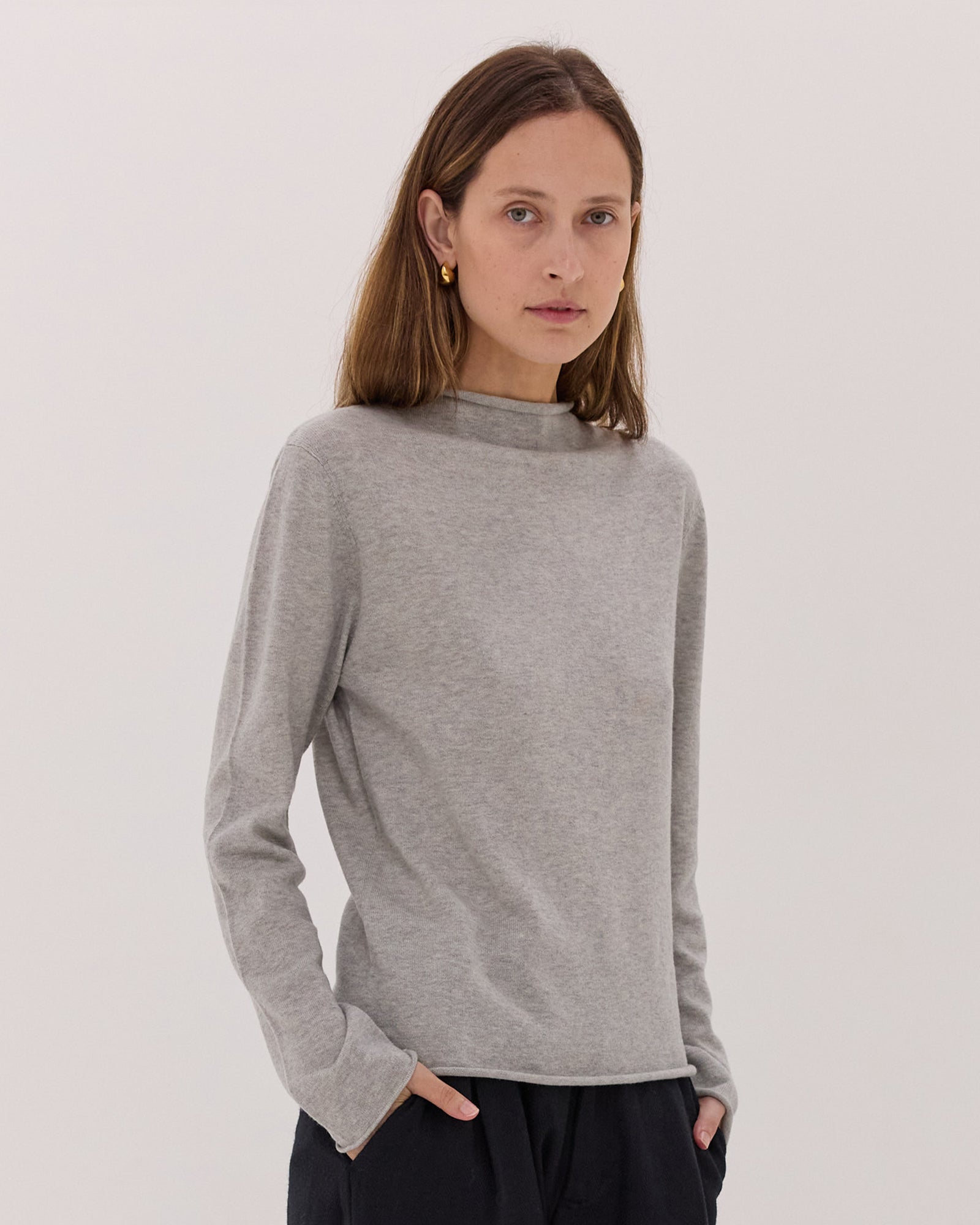 The Funnel Neck Top | Earl Grey