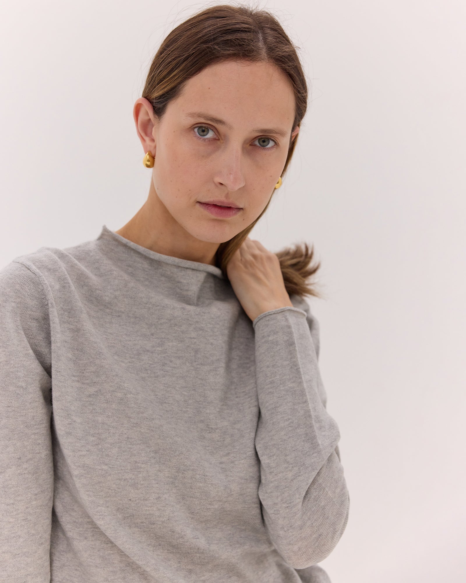 The Funnel Neck Top | Earl Grey