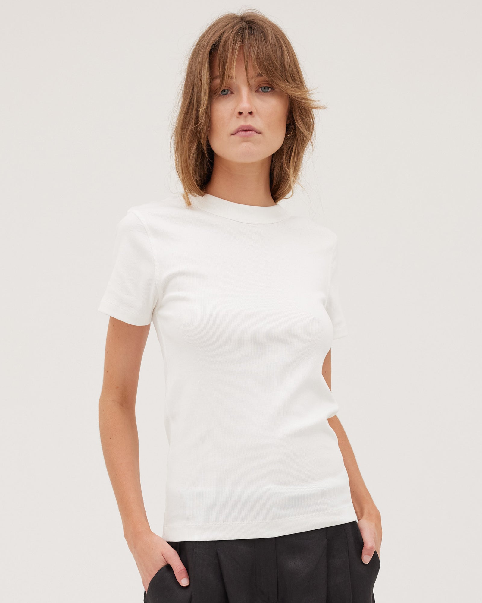 The Ribbed Tee | White