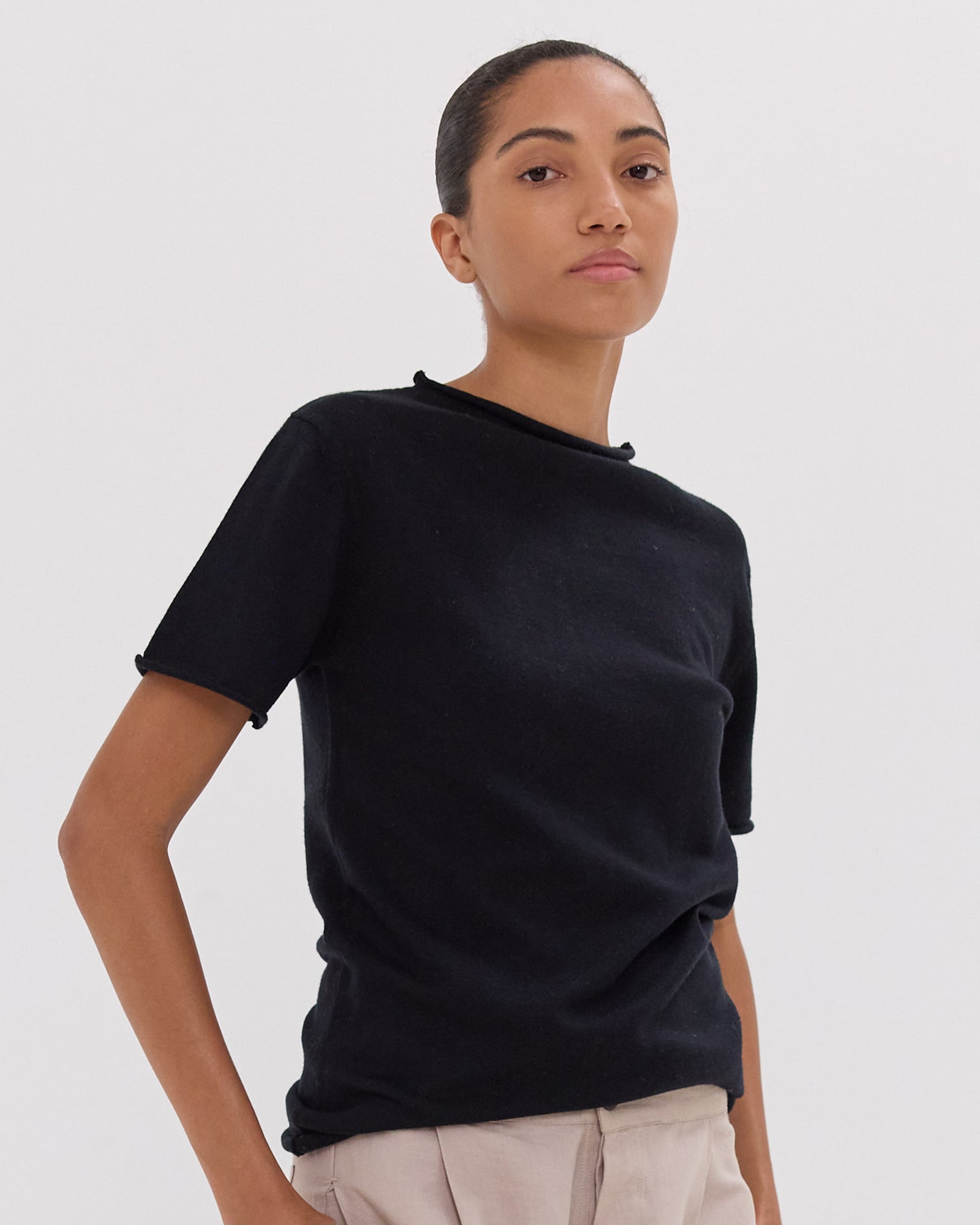 The Funnel Neck Tee | Black