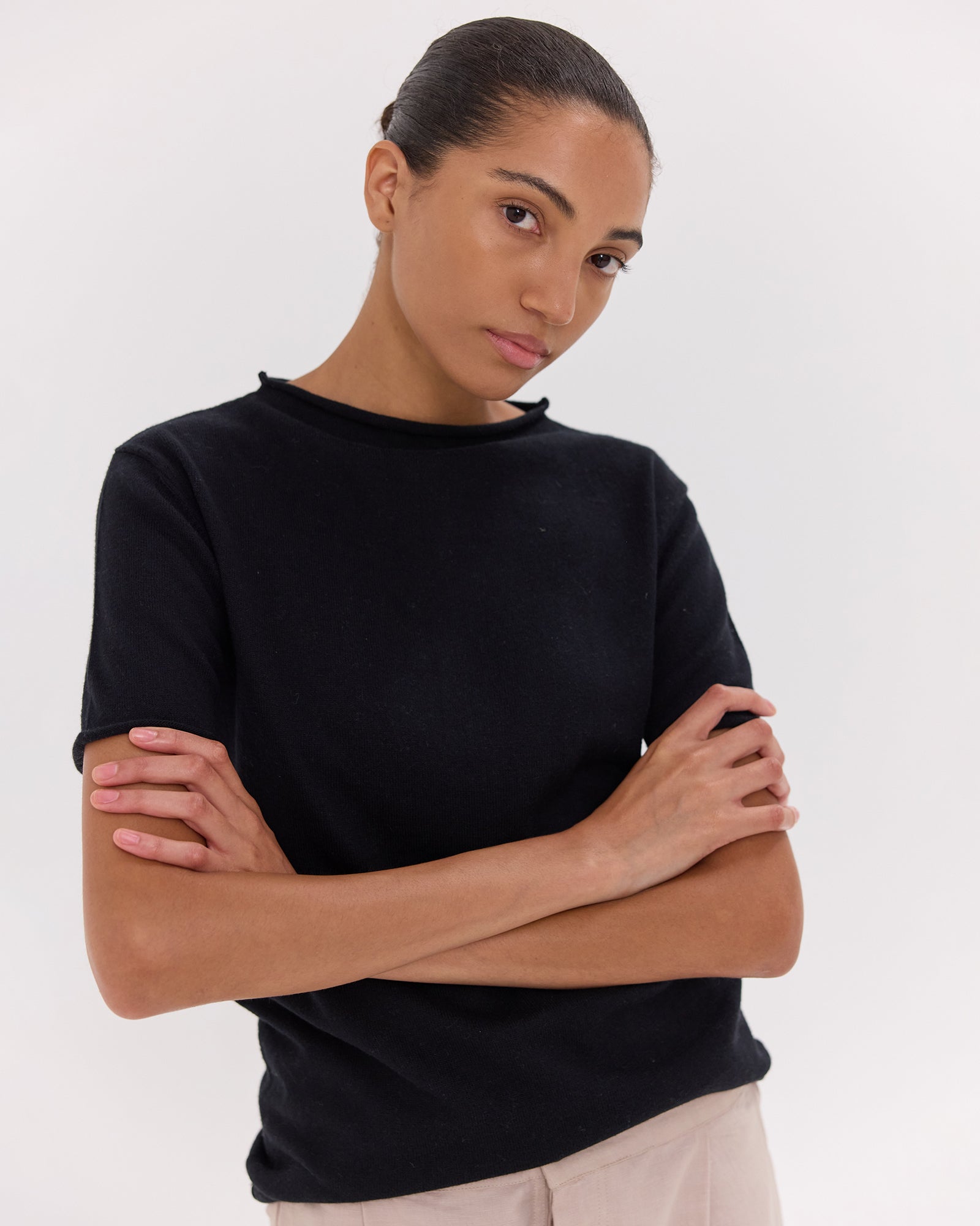 The Funnel Neck Tee | Black