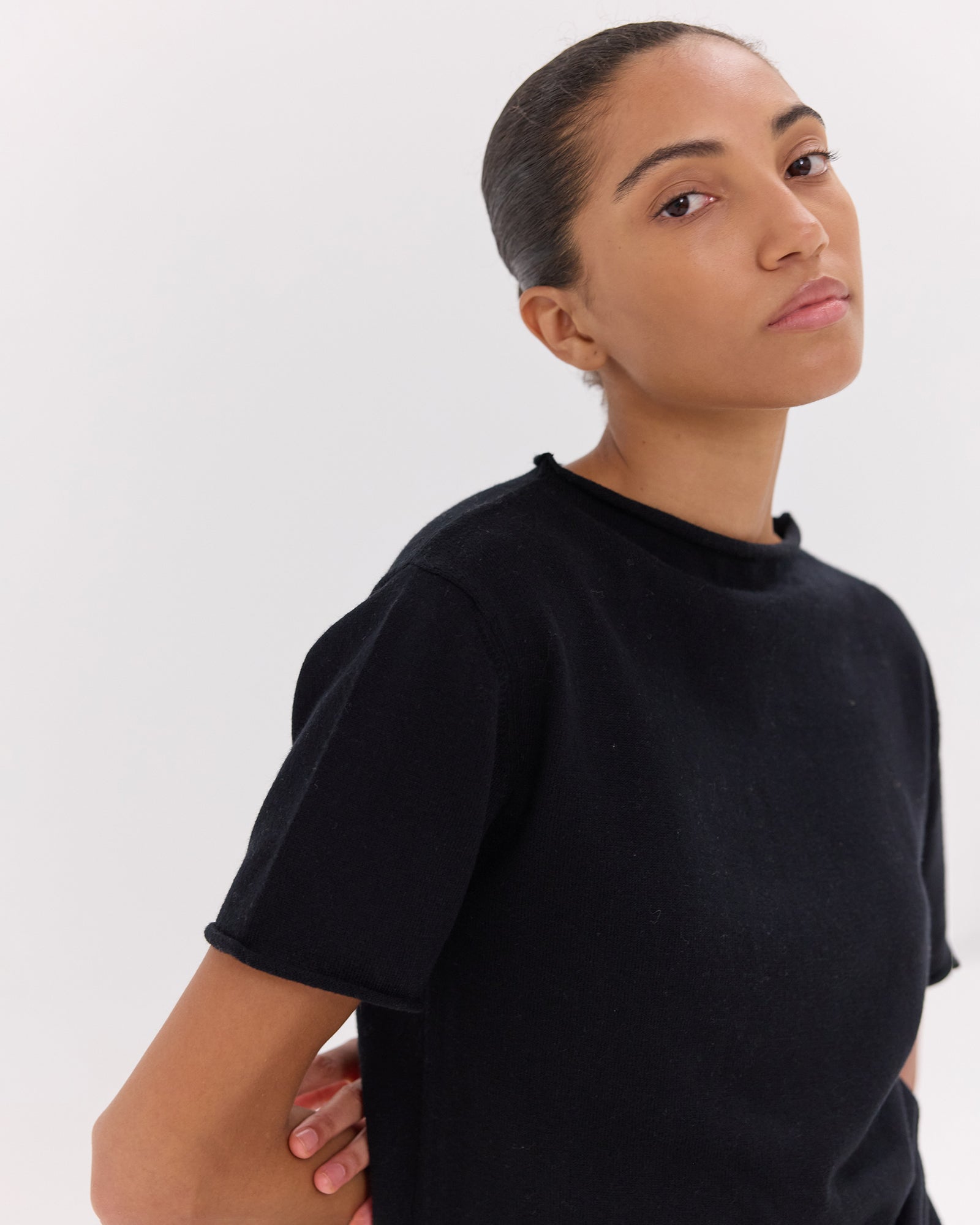 The Funnel Neck Tee | Black