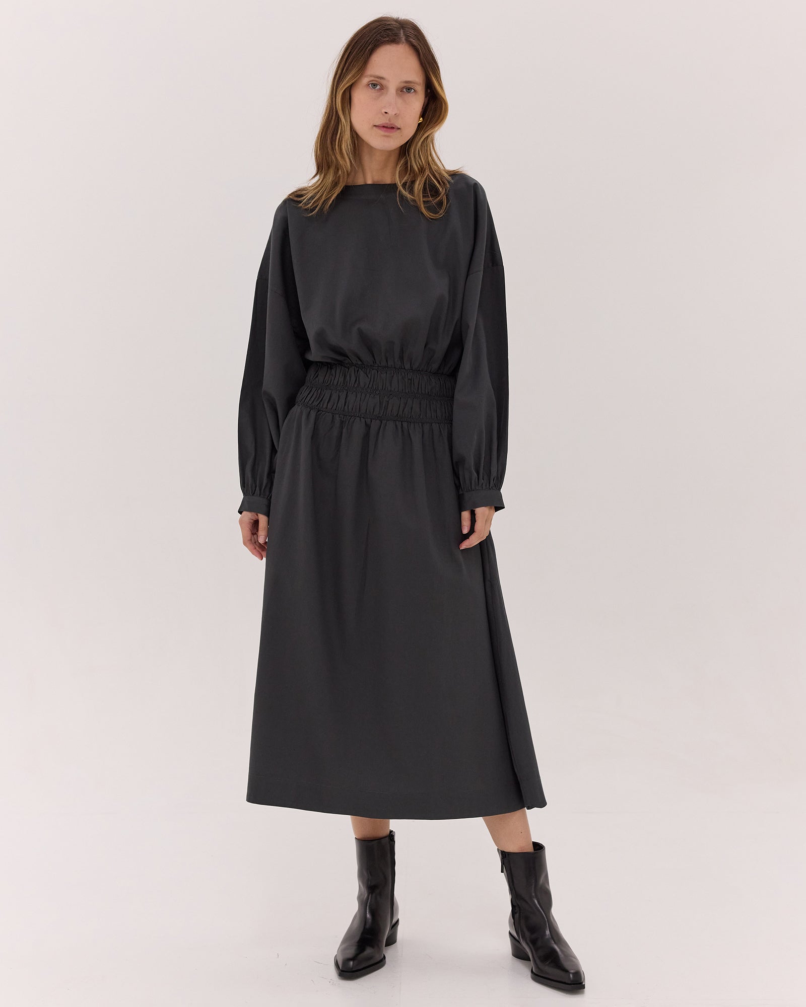 The Billow Sleeve Winter Dress | Carbon