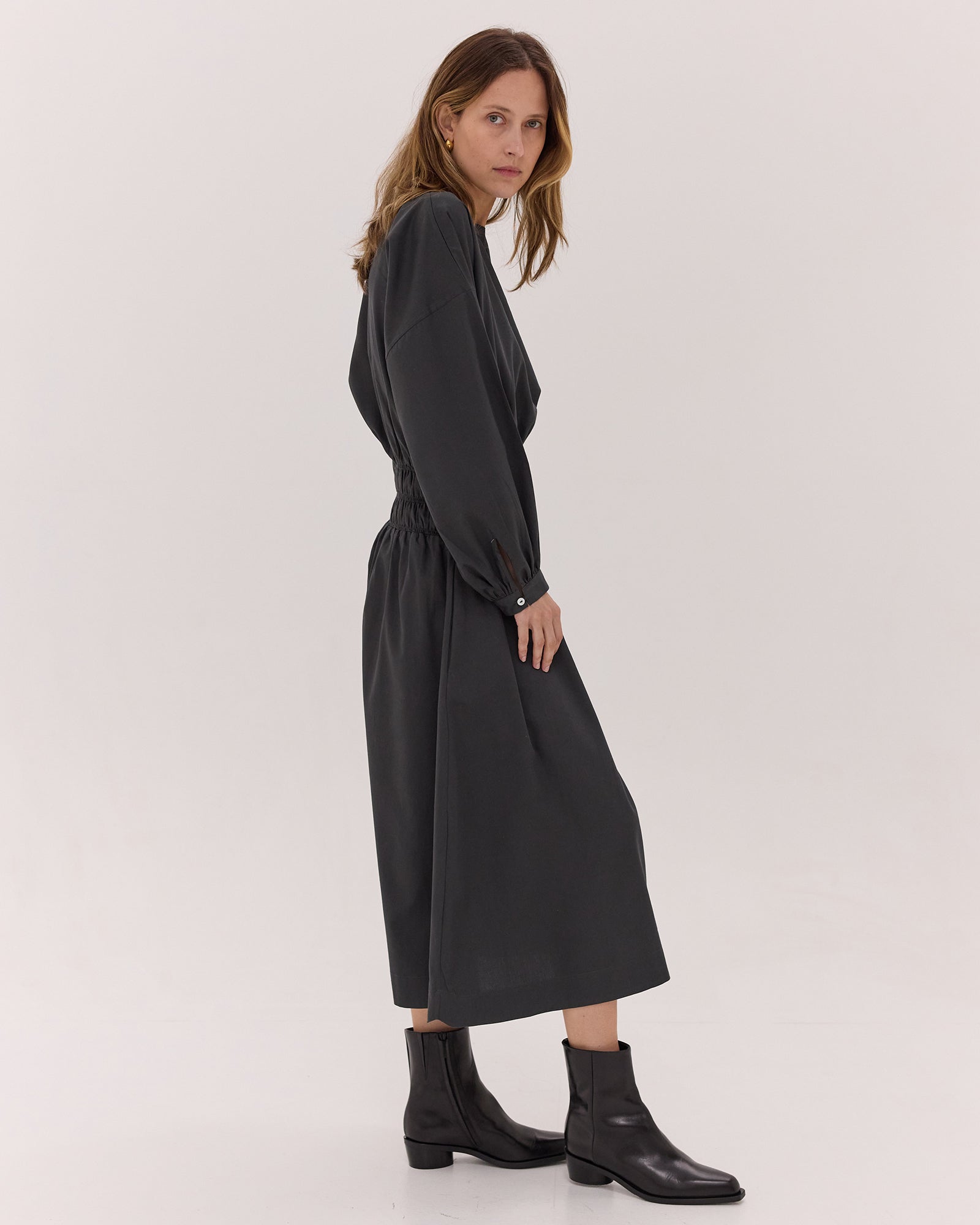 The Billow Sleeve Winter Dress | Carbon