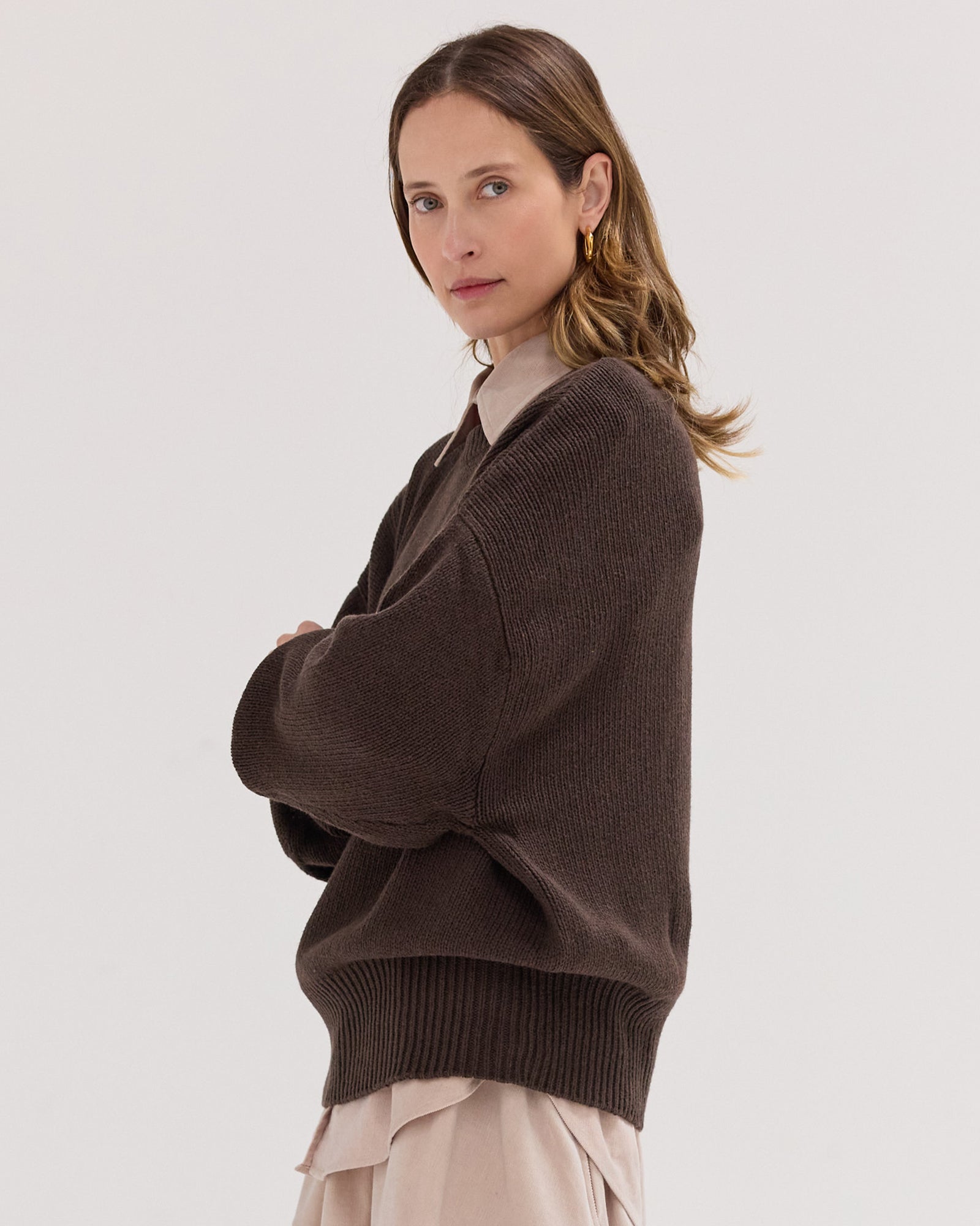 The Billow Sleeve Jumper | Brazil Nut