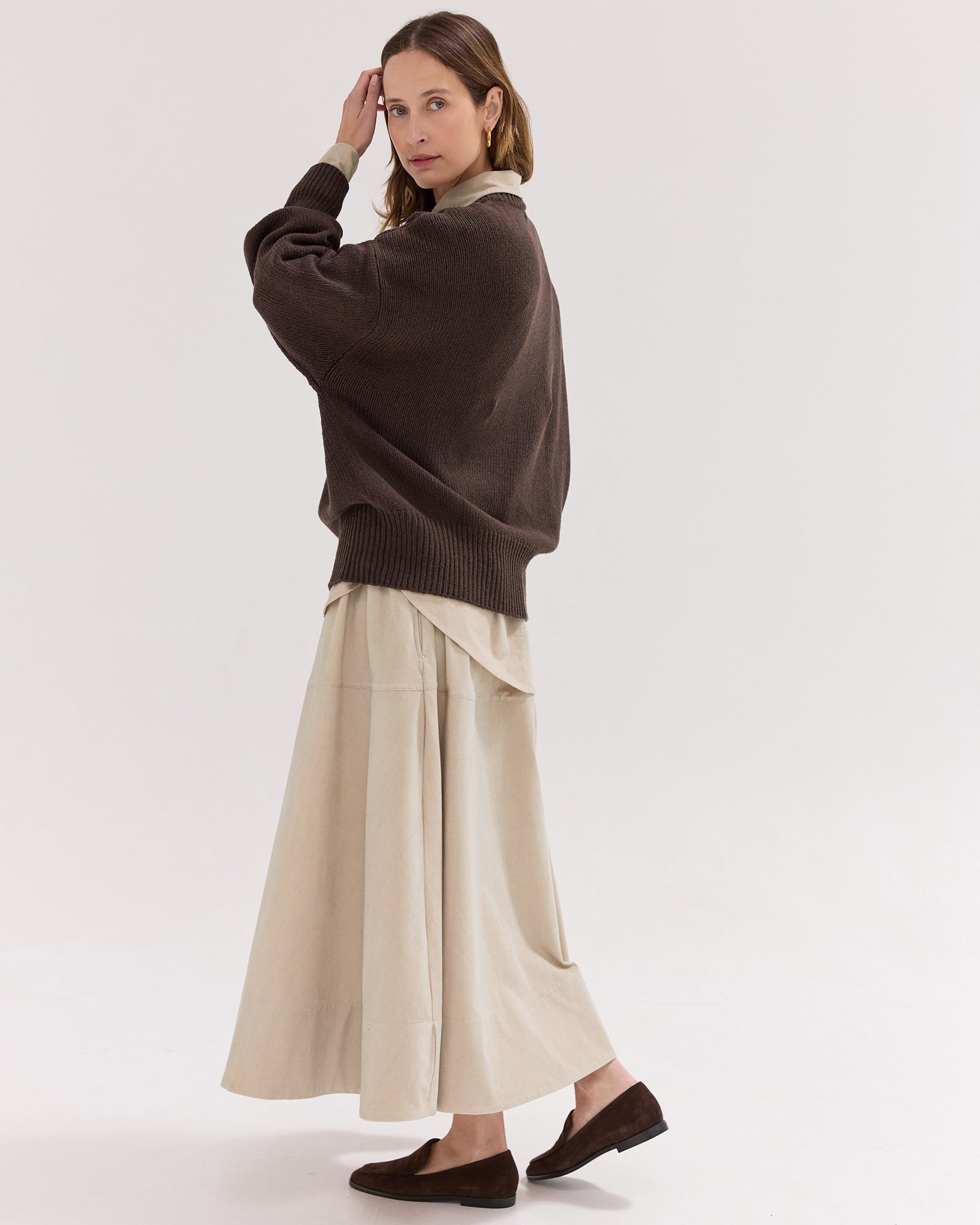 The Corduroy Maxi Skirt | Pebble