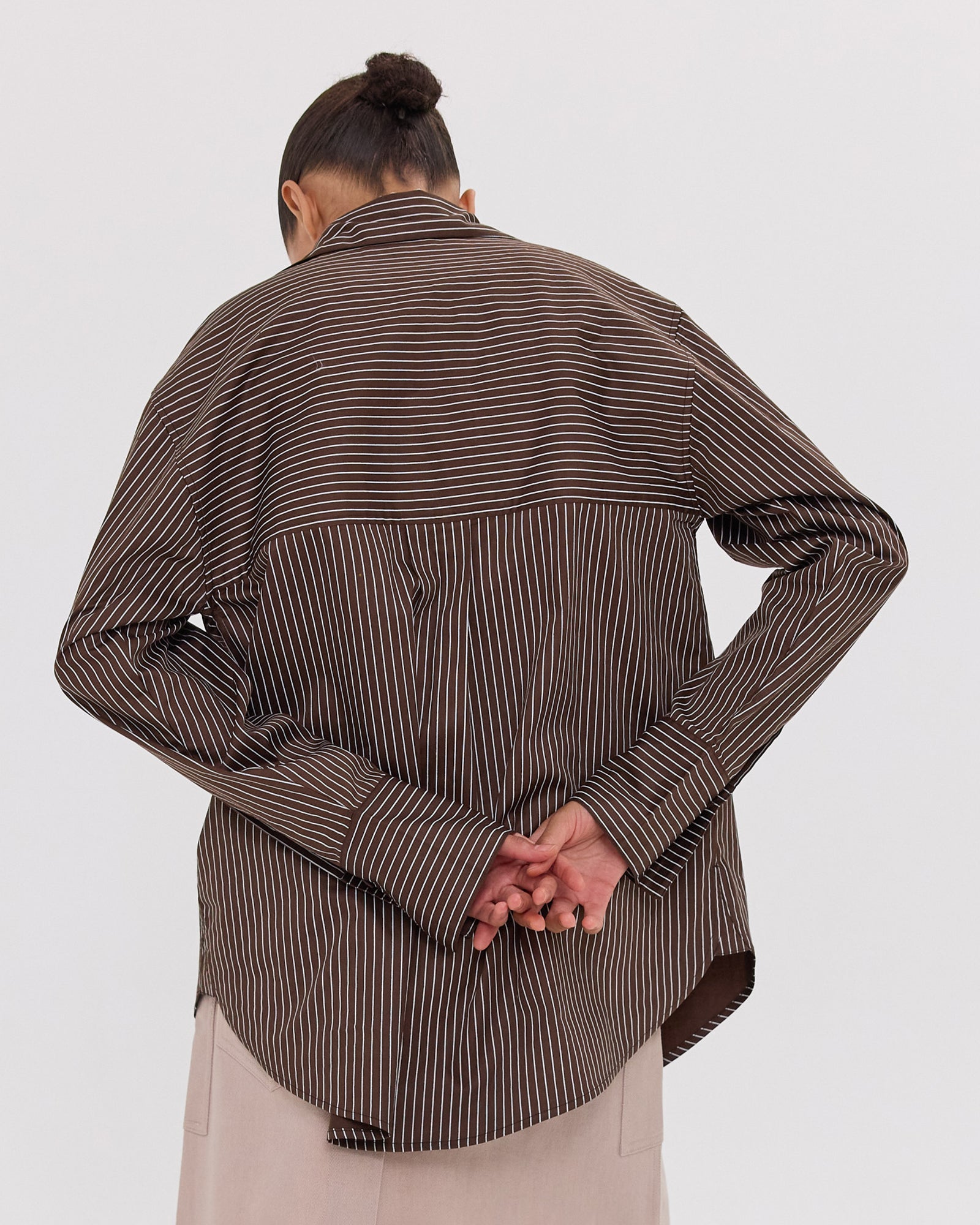 The Dropped Yoke Shirt | Brazil Nut & White