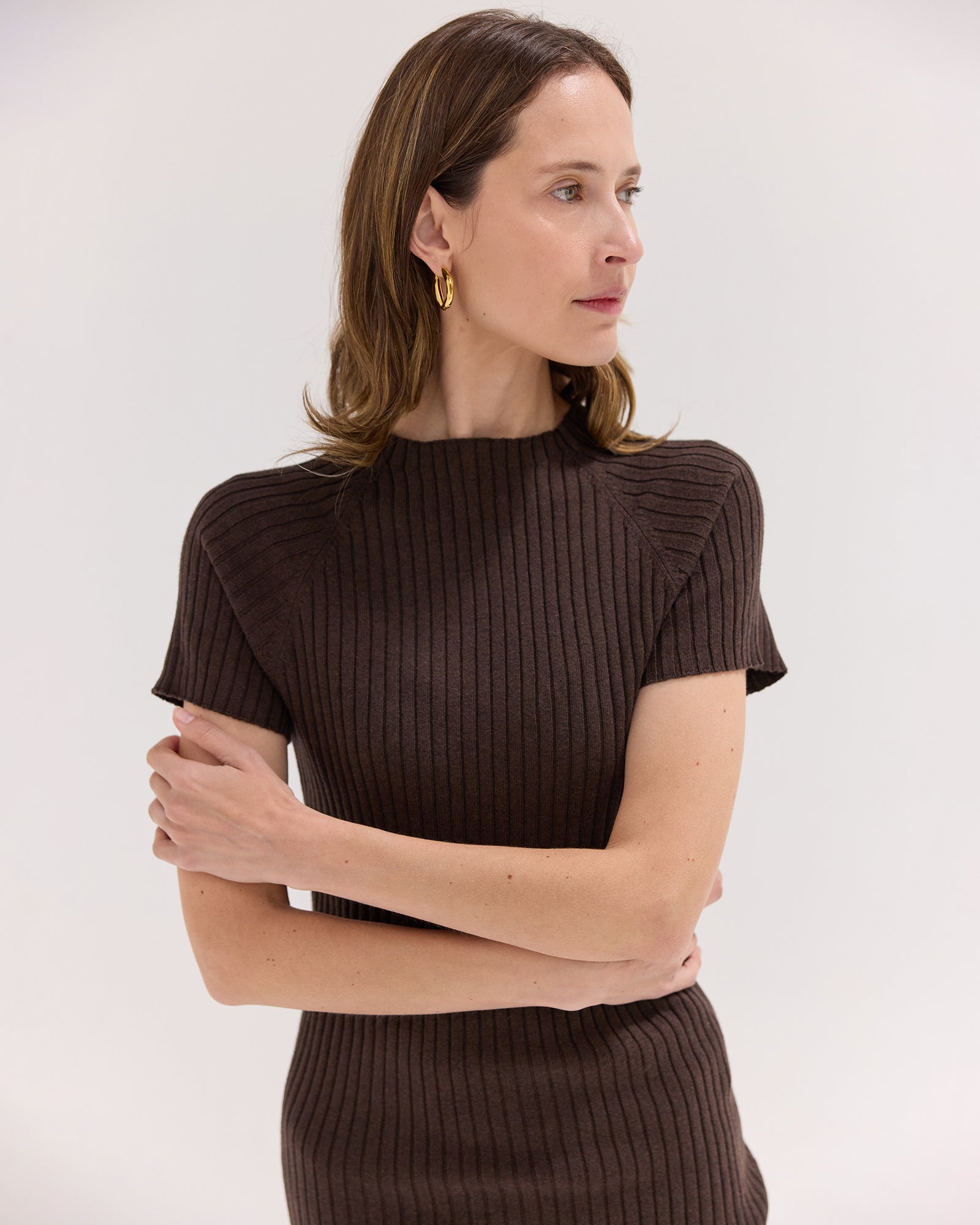 The Rib Knit Tee | Brazil Nut