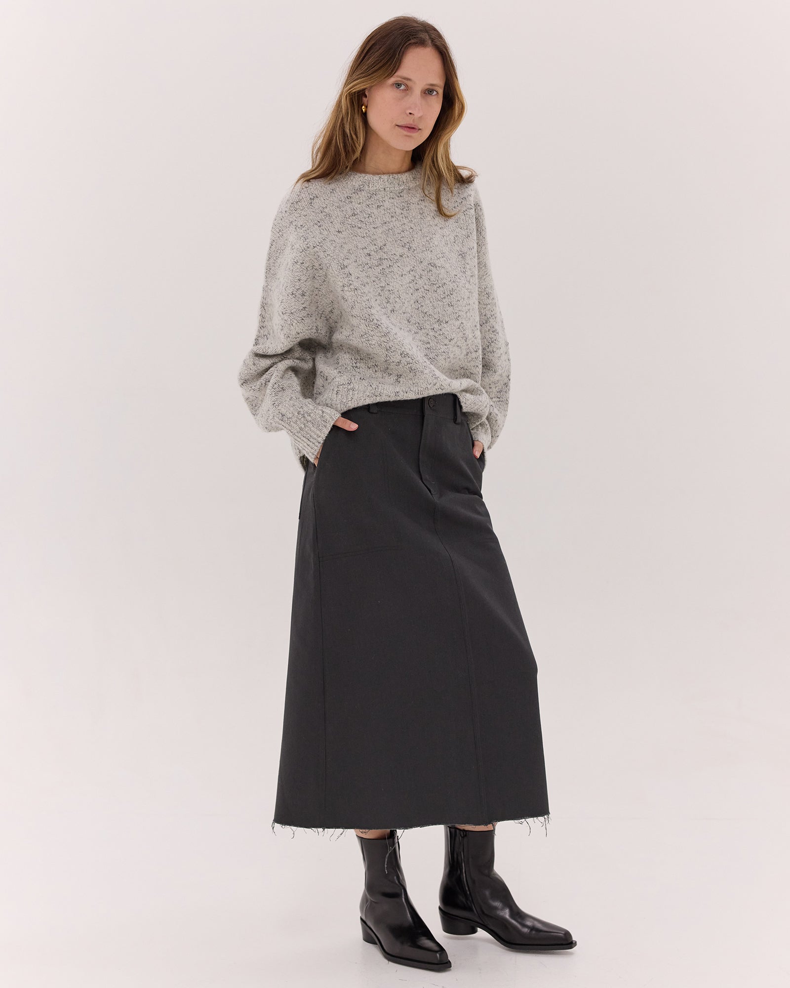 The Long Denim Skirt | Carbon