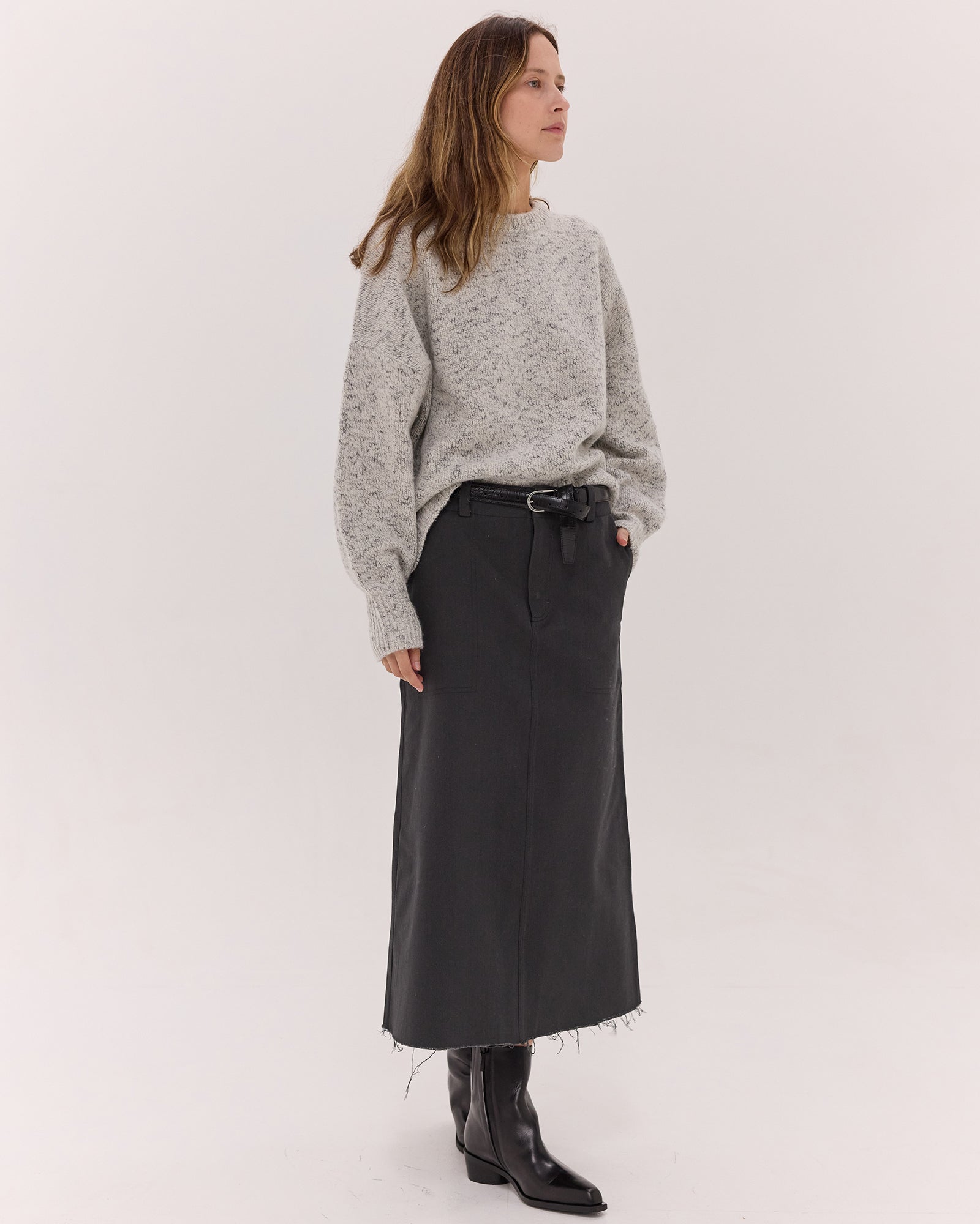 The Long Denim Skirt | Carbon