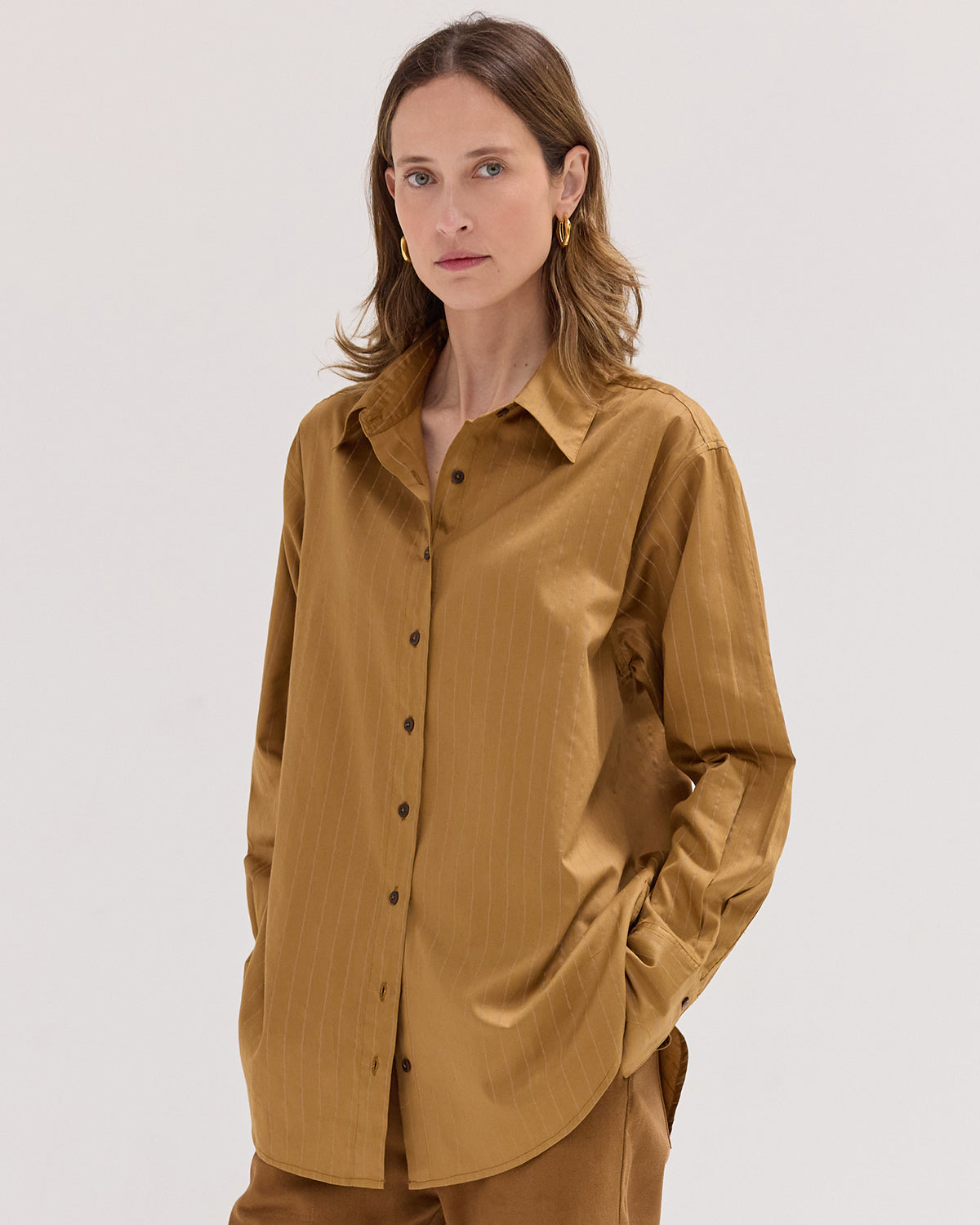 The Dropped Yolk Shirt | Bronze Stripe