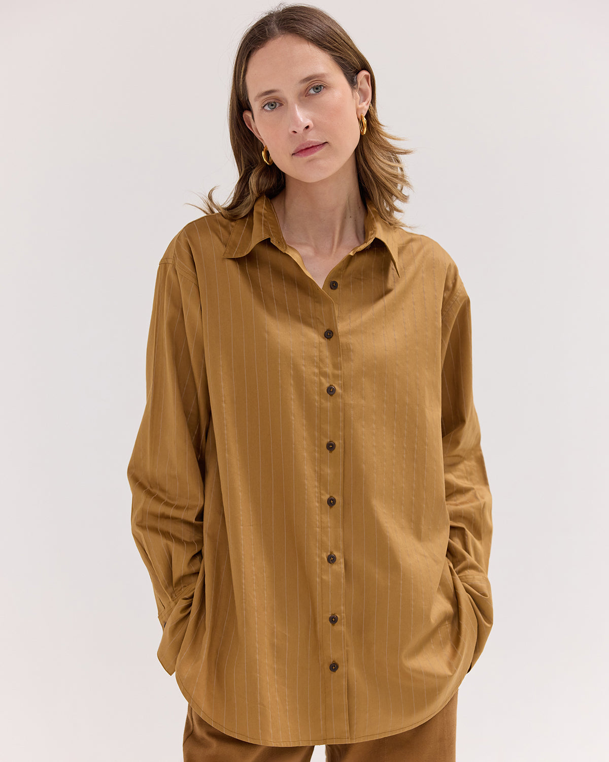 The Dropped Yolk Shirt | Bronze Stripe