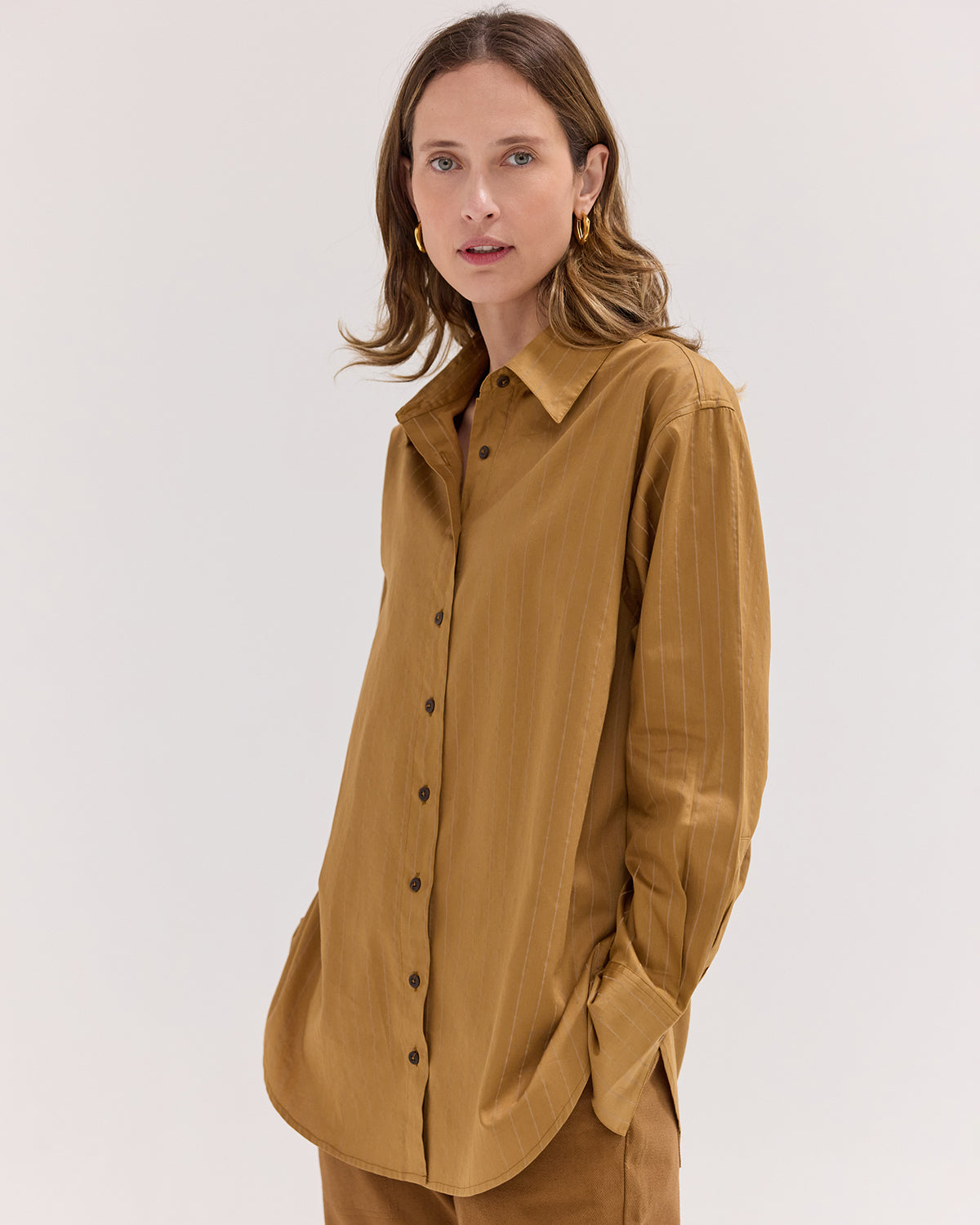The Dropped Yolk Shirt | Bronze Stripe