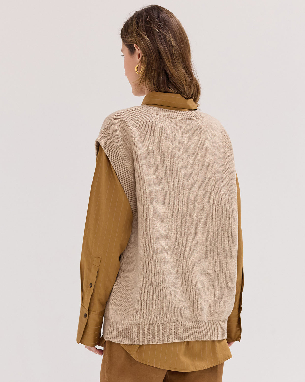 The Crew Neck Vest | Almond