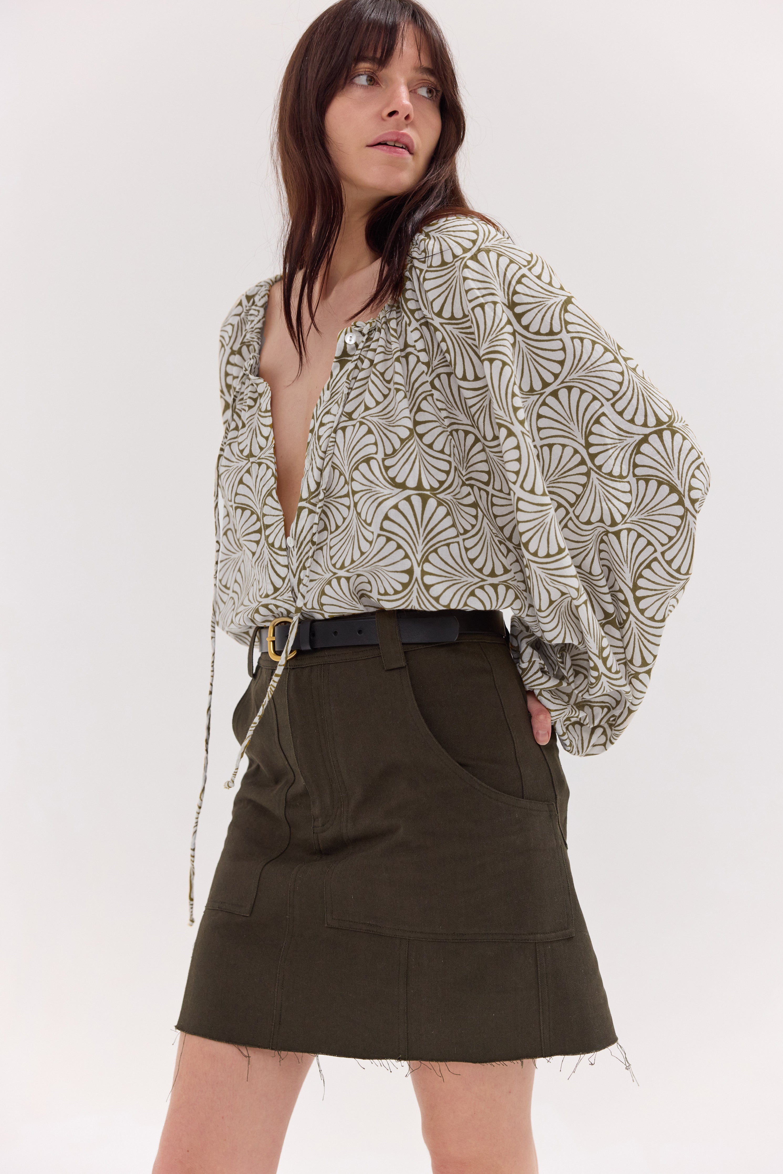 The Block Print Blouse | Olive