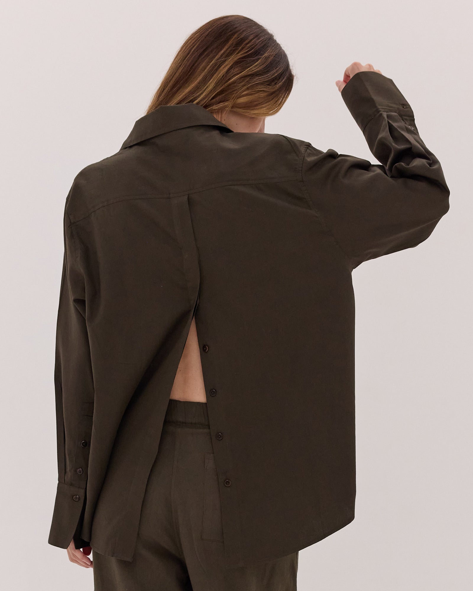 The Split Back Shirt | Dark Olive