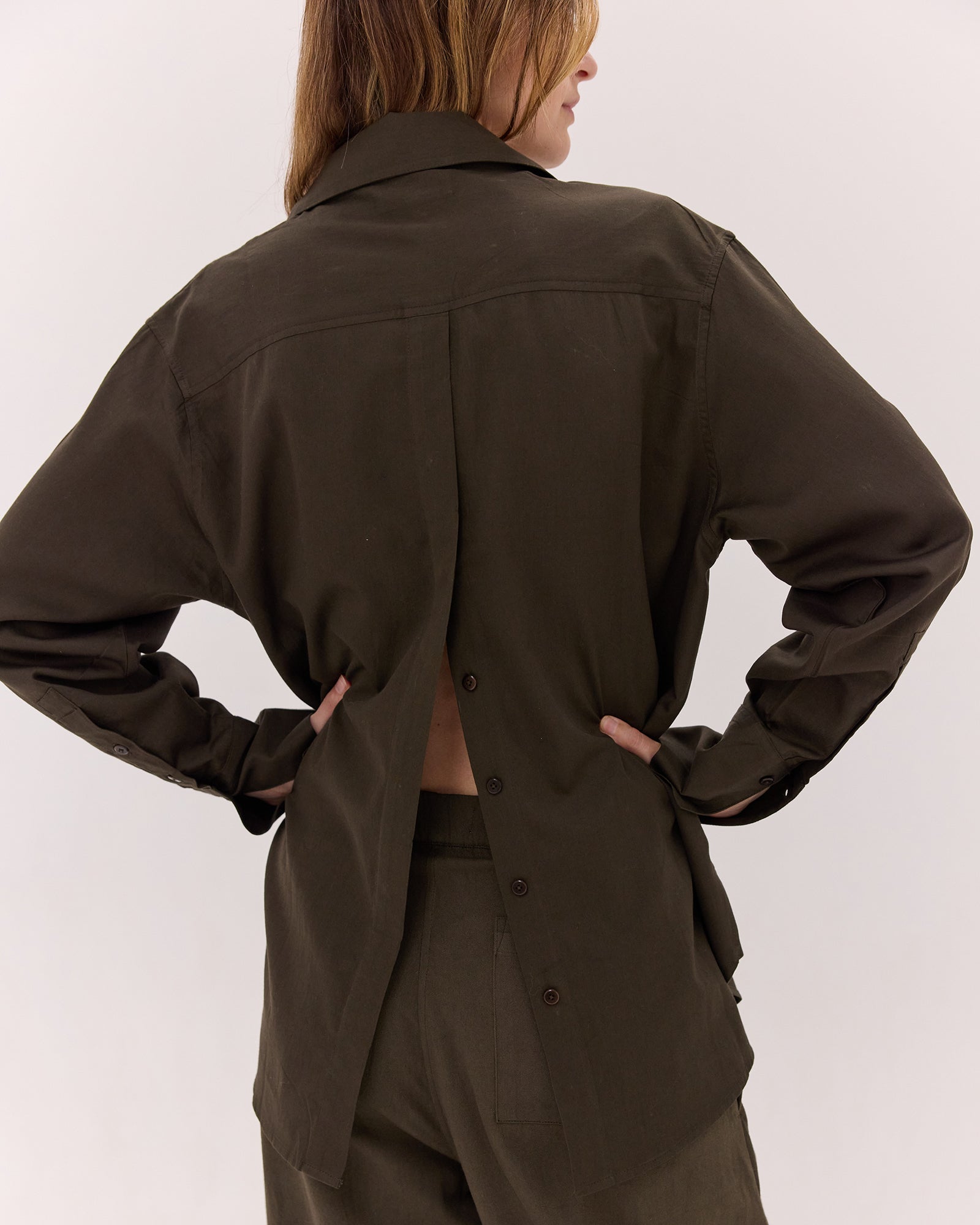 The Split Back Shirt | Dark Olive