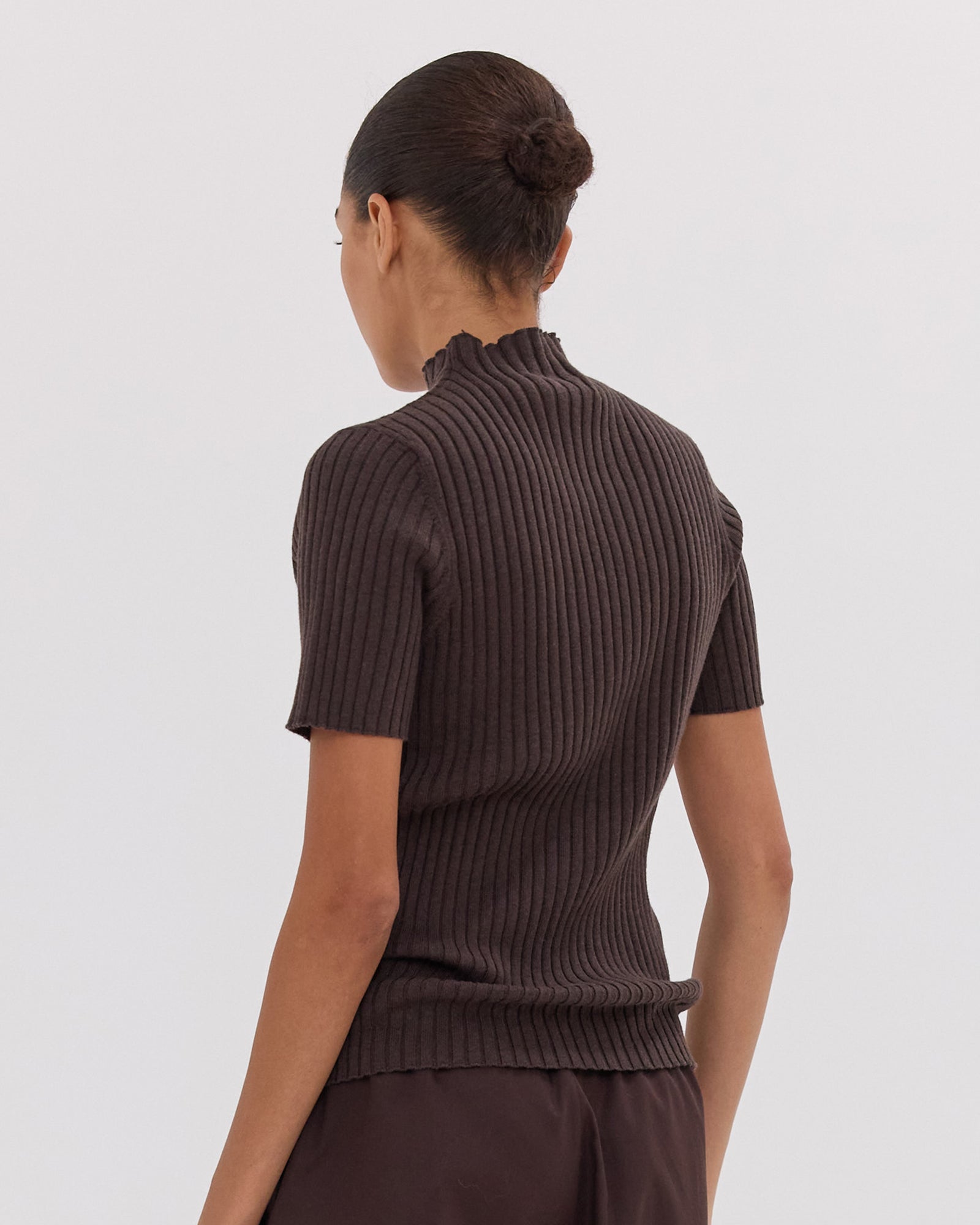 The Rib Funnel Tee | Brazil Nut