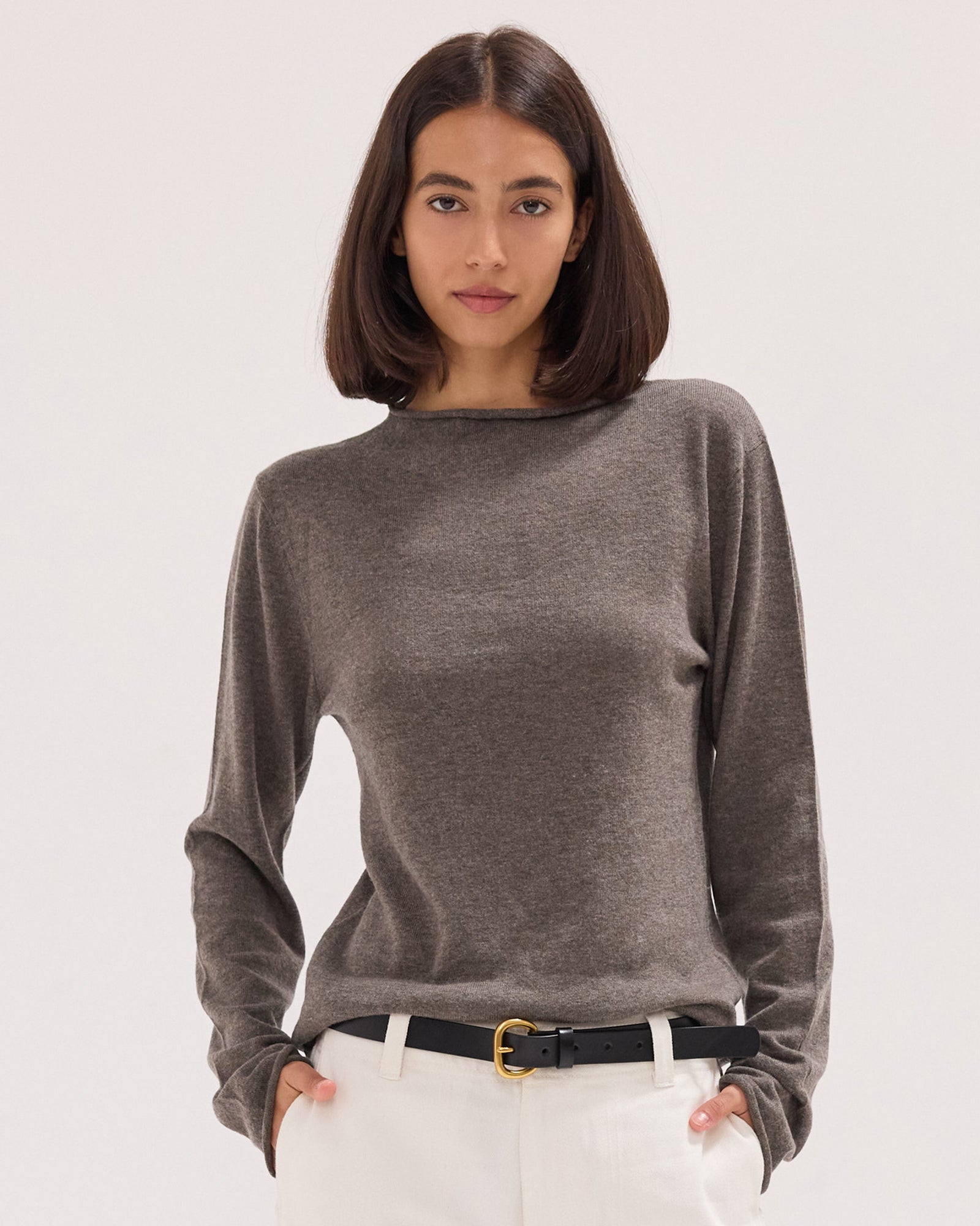 The Funnel Neck Top | Squirrel