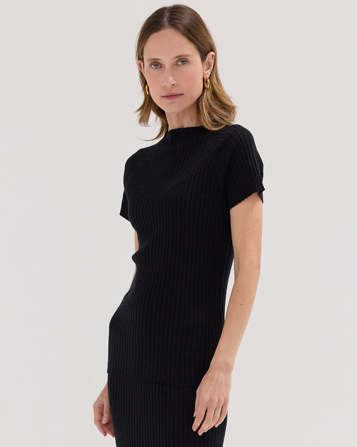 The Rib Knit Tee | Black