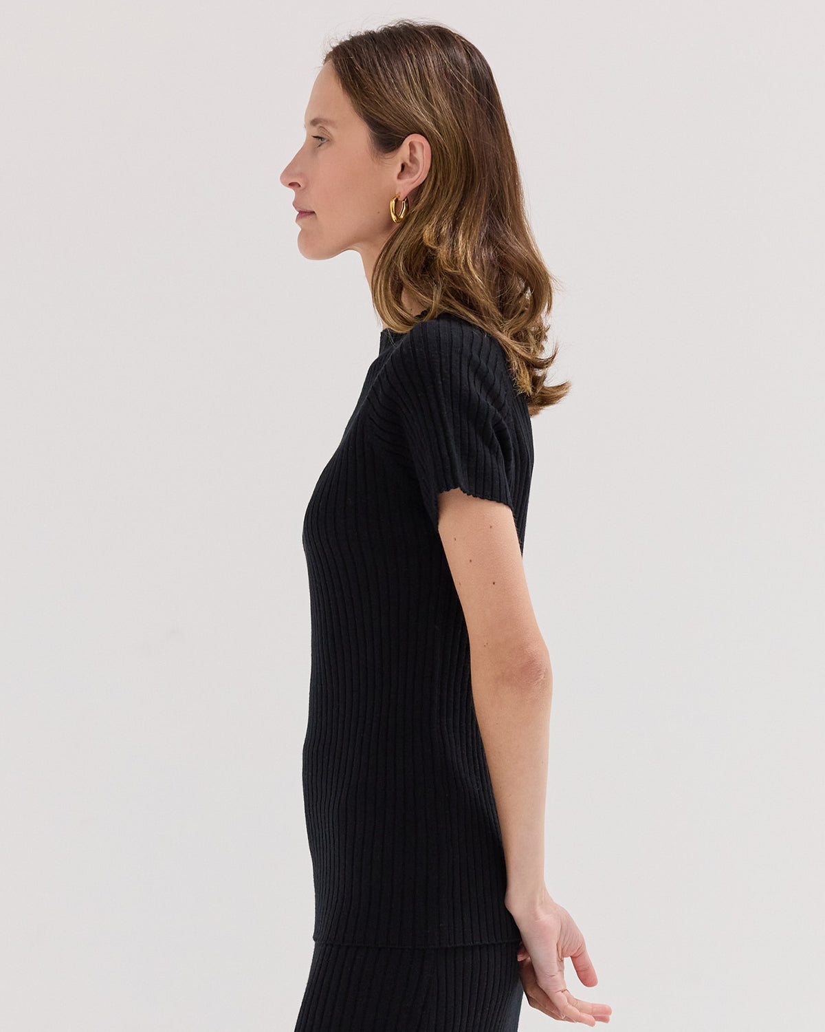 The Rib Knit Tee | Black