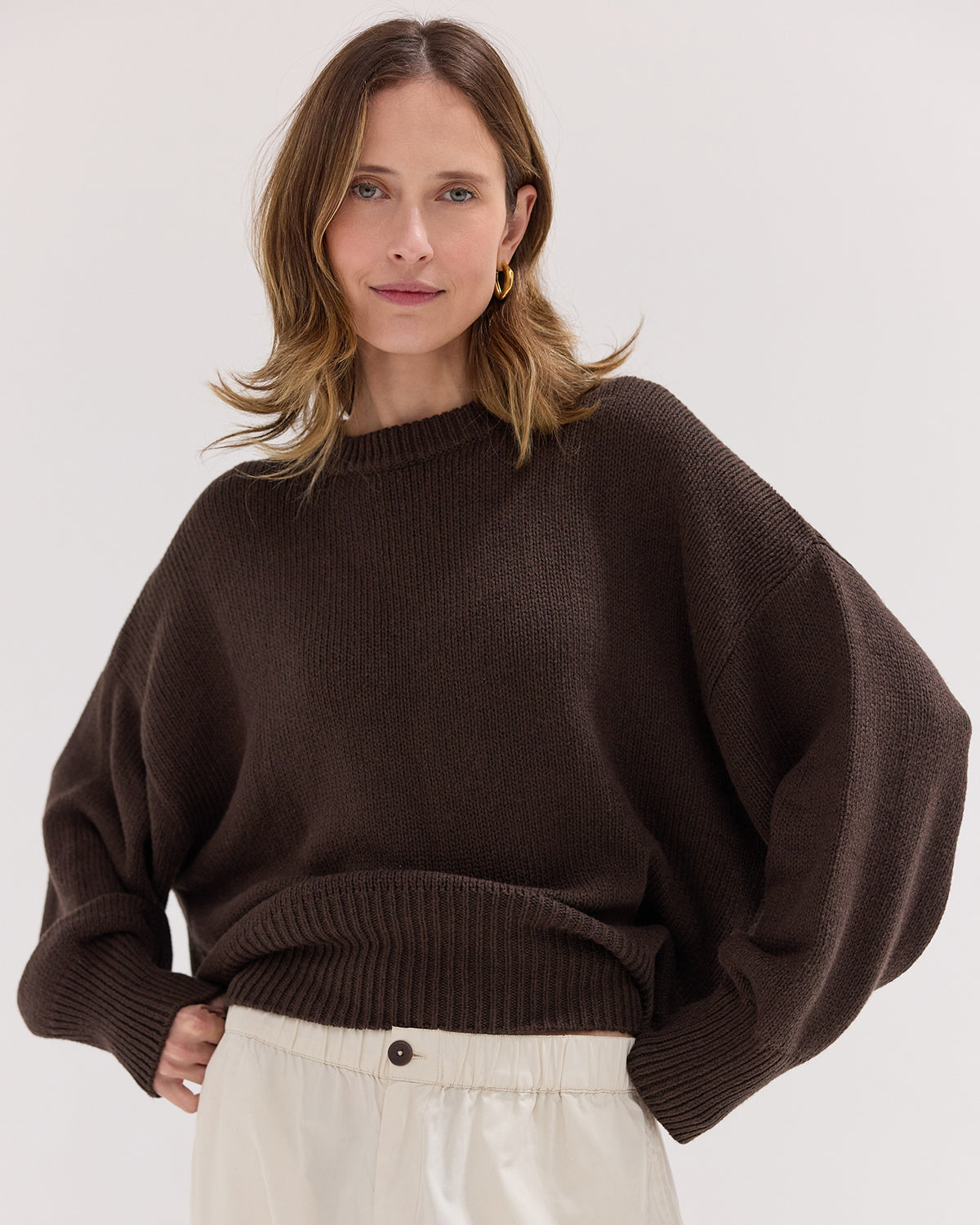 The Billow Sleeve Jumper | Brazil Nut