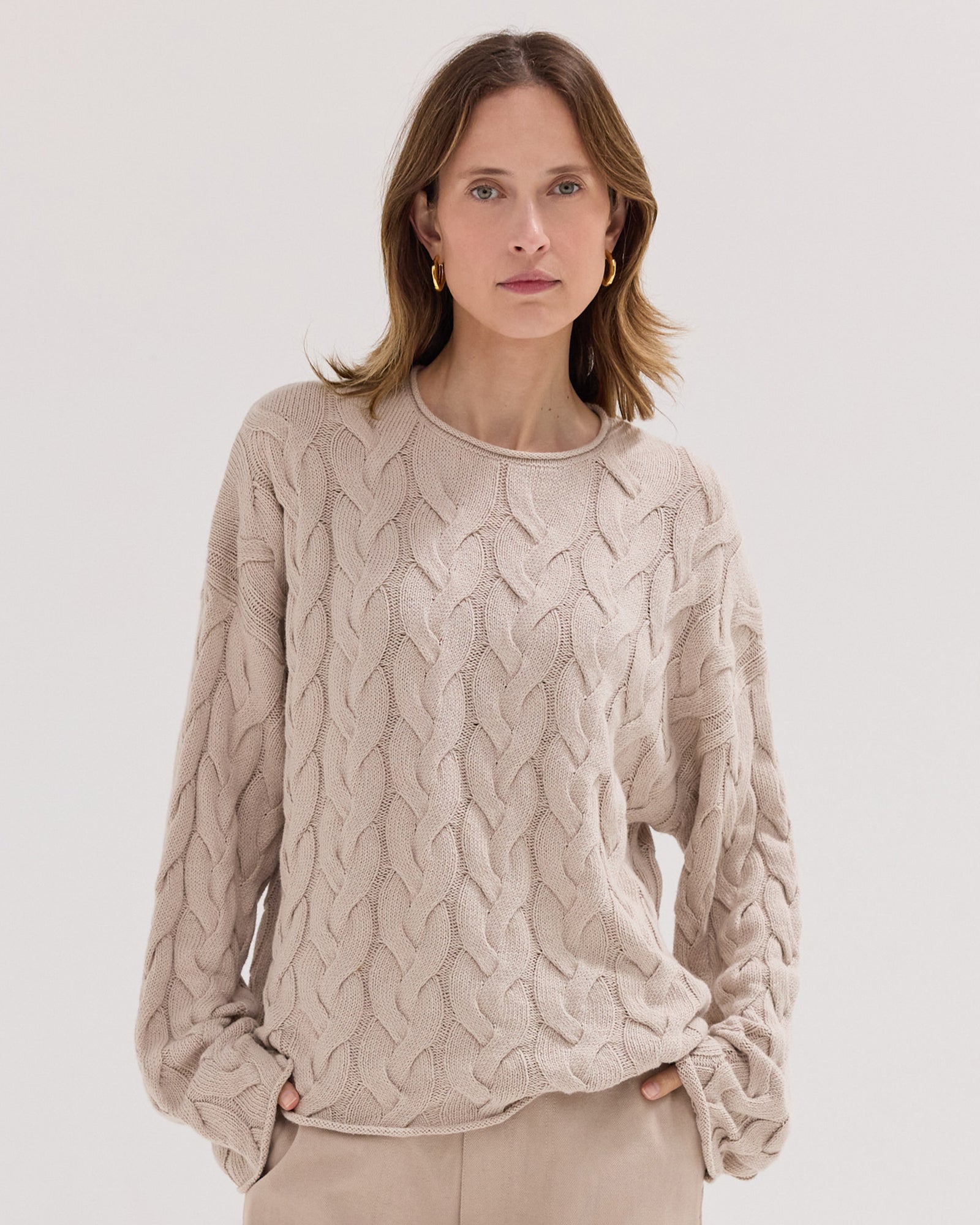 The Cable Knit Jumper | River Pebble