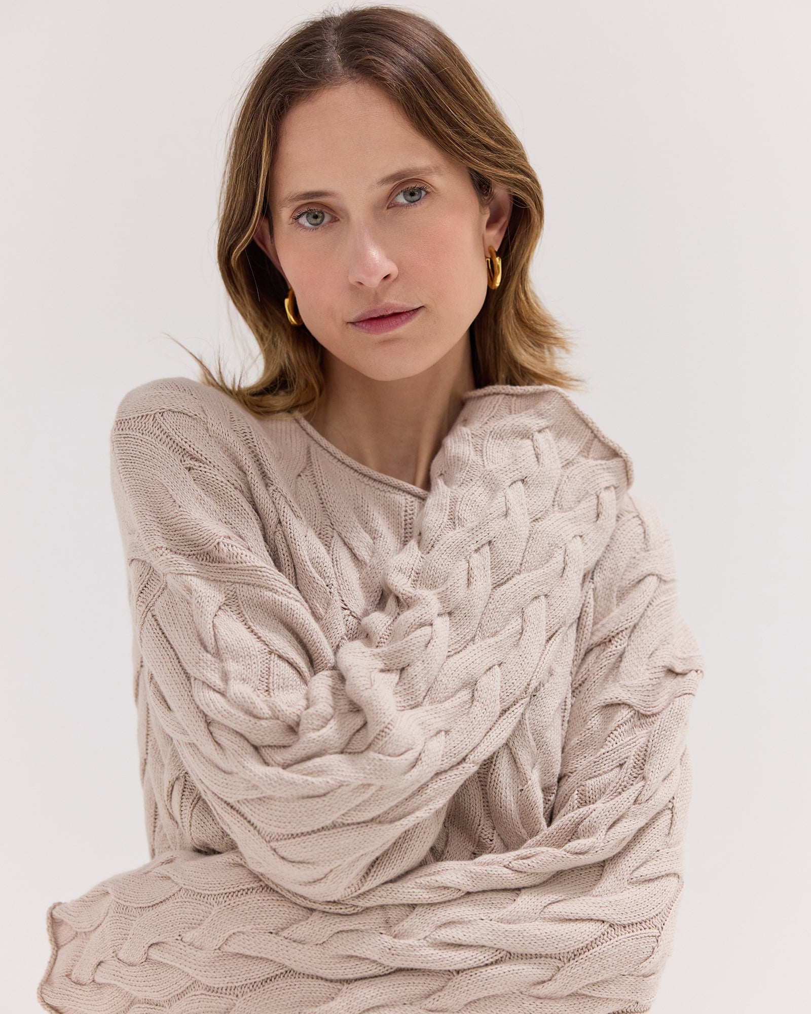 The Cable Knit Jumper | River Pebble