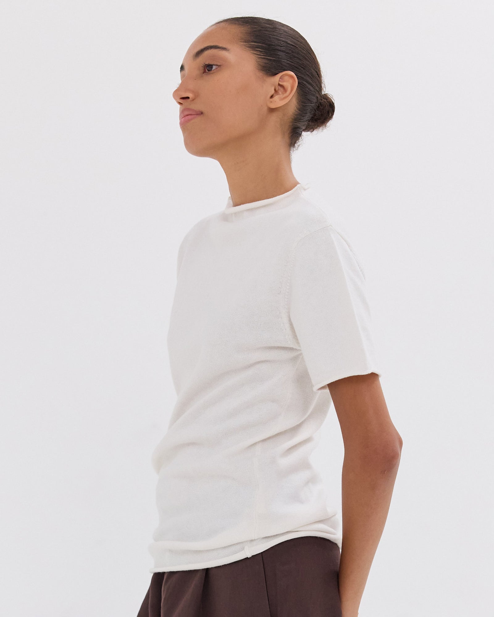 The Funnel Neck Tee | White