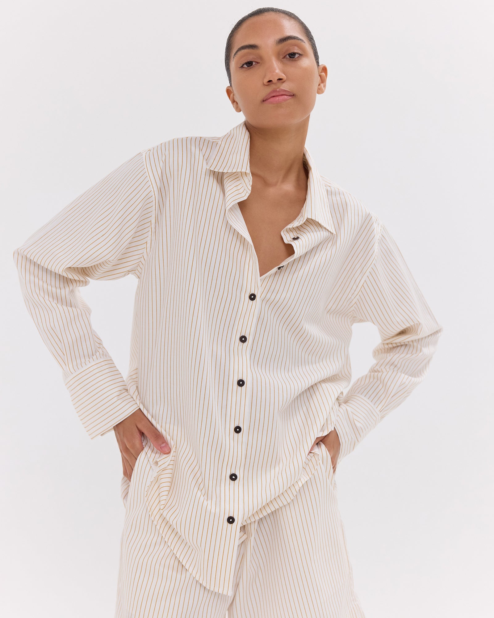 The Dropped Yoke Shirt | Italian Wheat & White