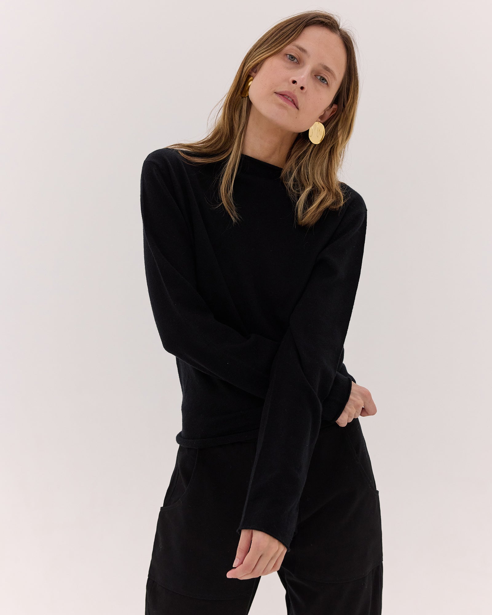 The Funnel Neck Top | Black