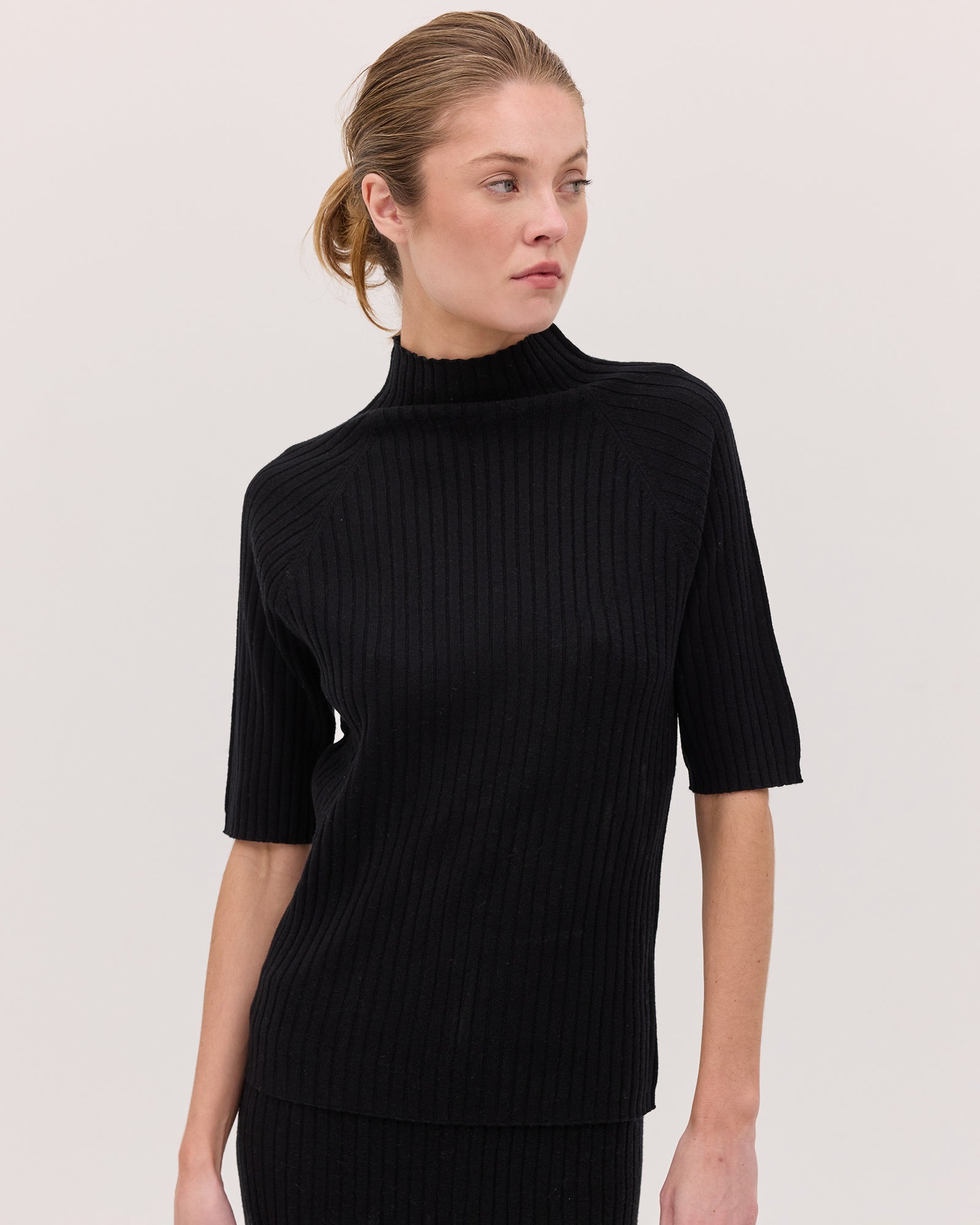 The Rib Knit Tee | Black