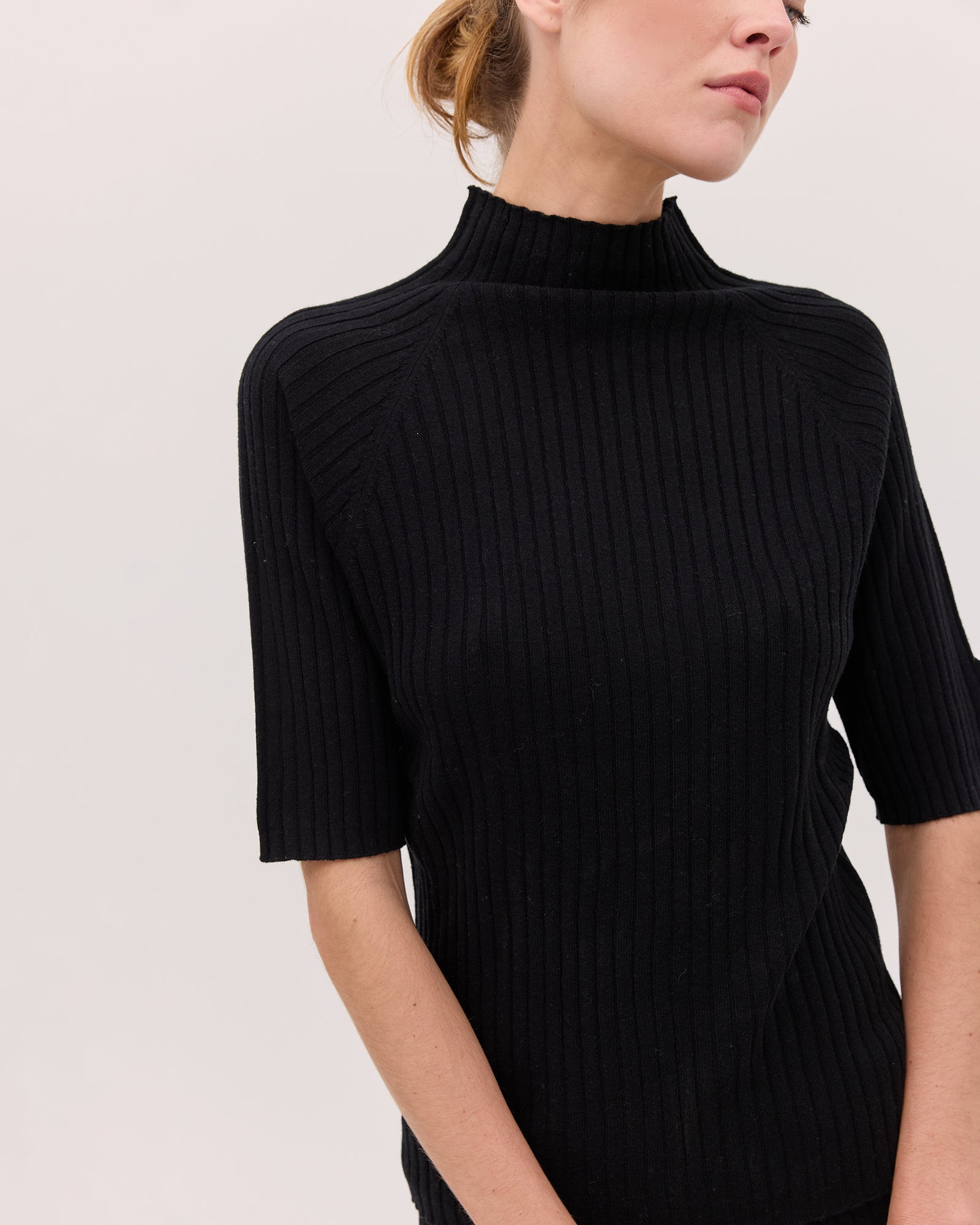 The Rib Knit Tee | Black