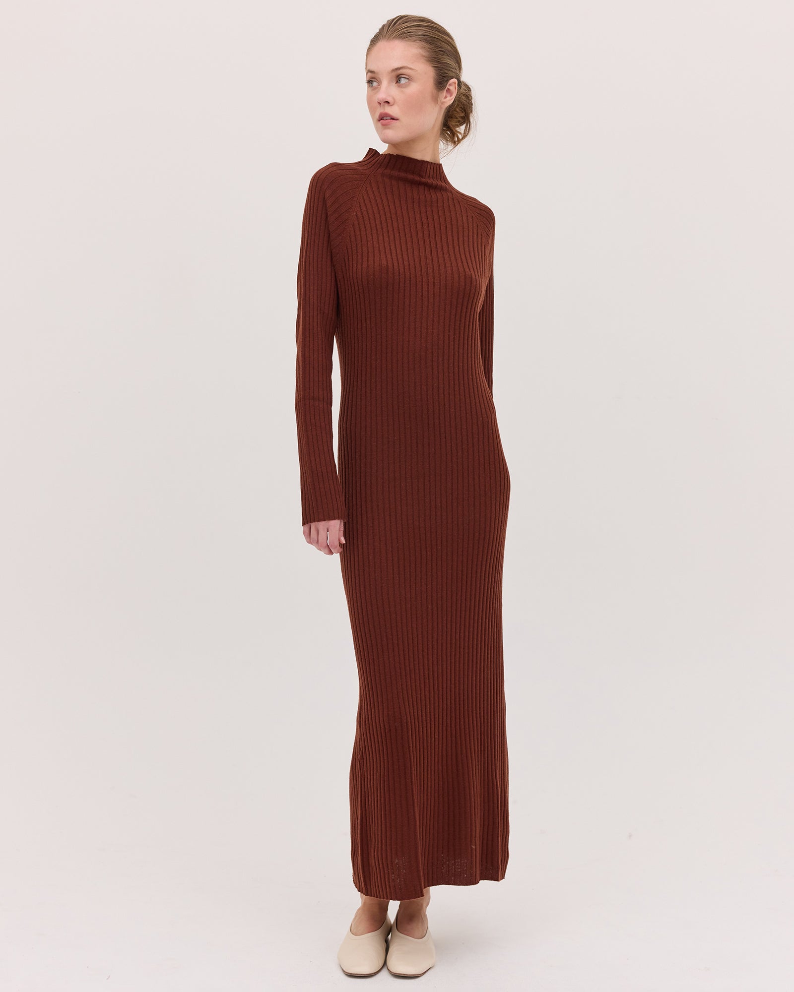 The Rib Knit Dress | Mahogany