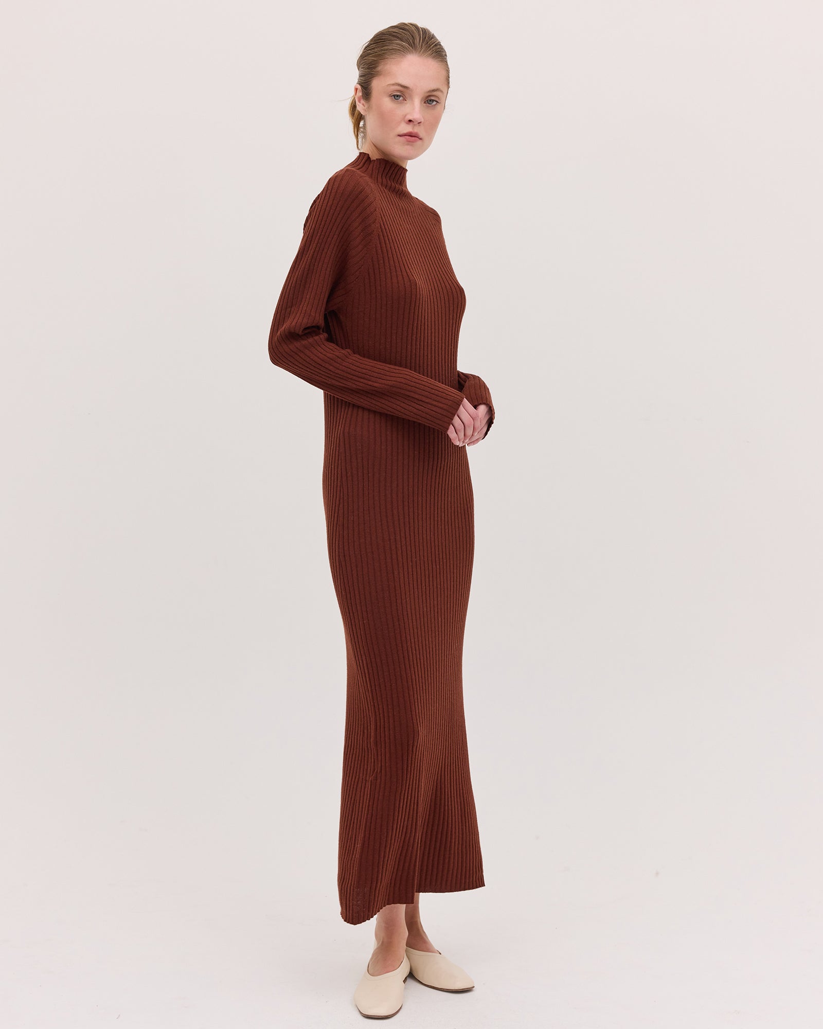 The Rib Knit Dress | Mahogany