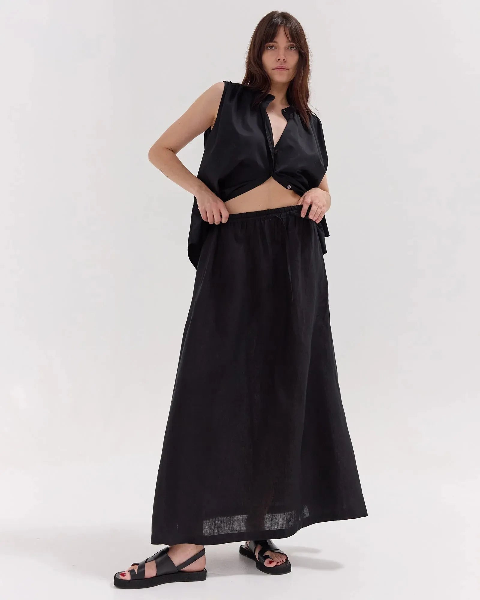 The Black Linen Skirt Set by Cloth & Co.