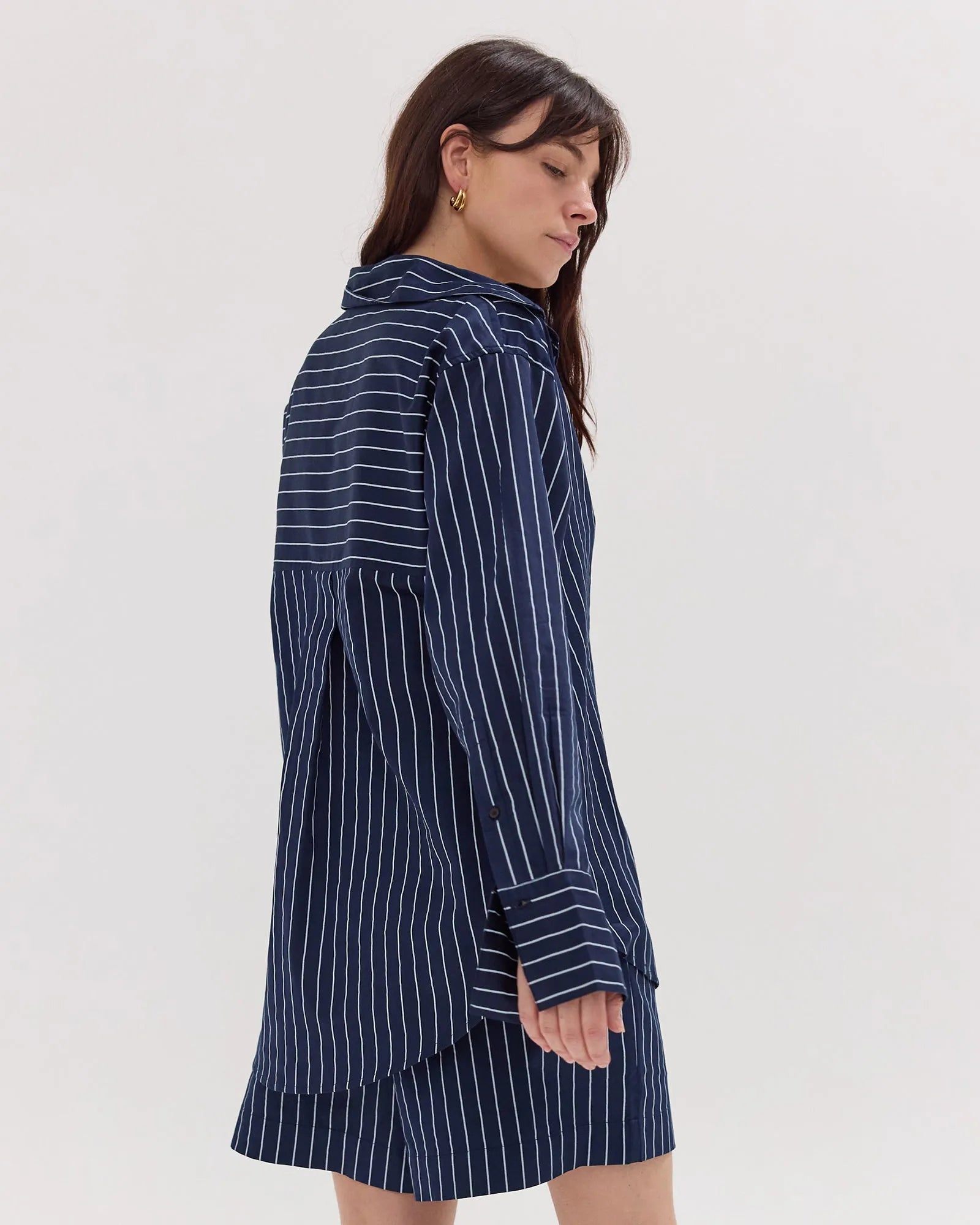 The Dropped Yoke Shirt | Navy & White by Cloth & Co.