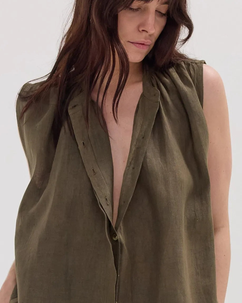The Gathered Sleeveless Top | Olive by Cloth & Co.