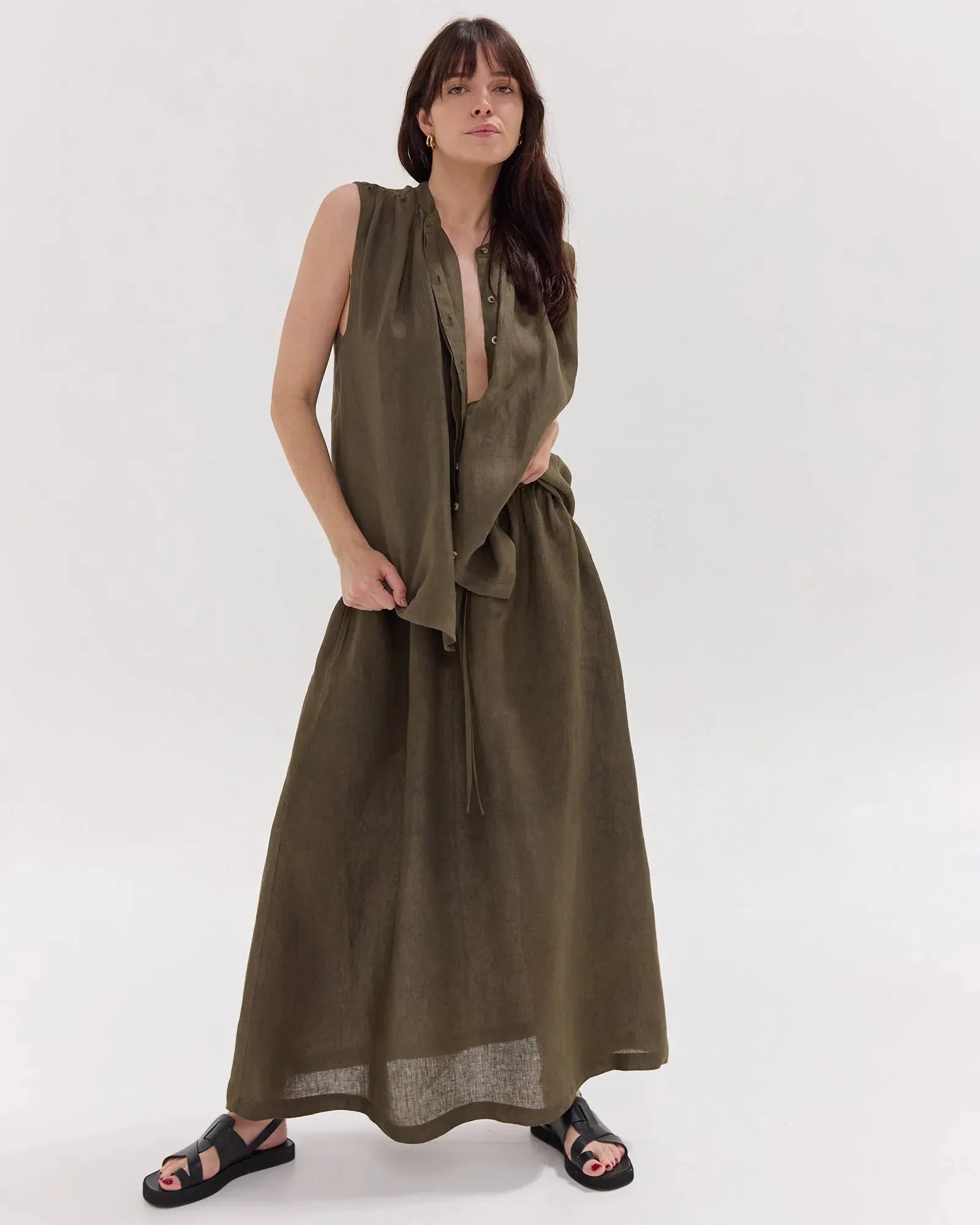 The Olive Linen Skirt Set by Cloth & Co.