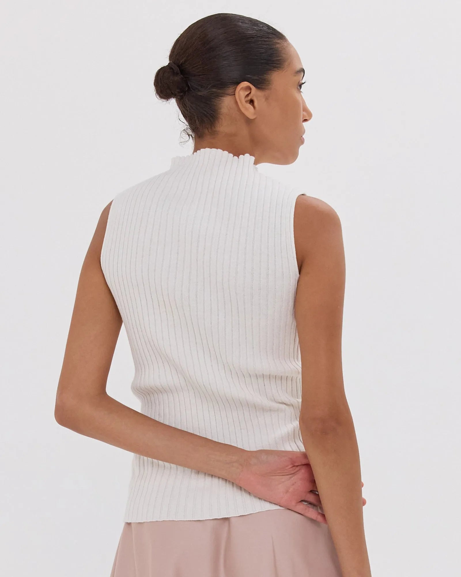 The Rib Funnel Tank | White by Cloth & Co.