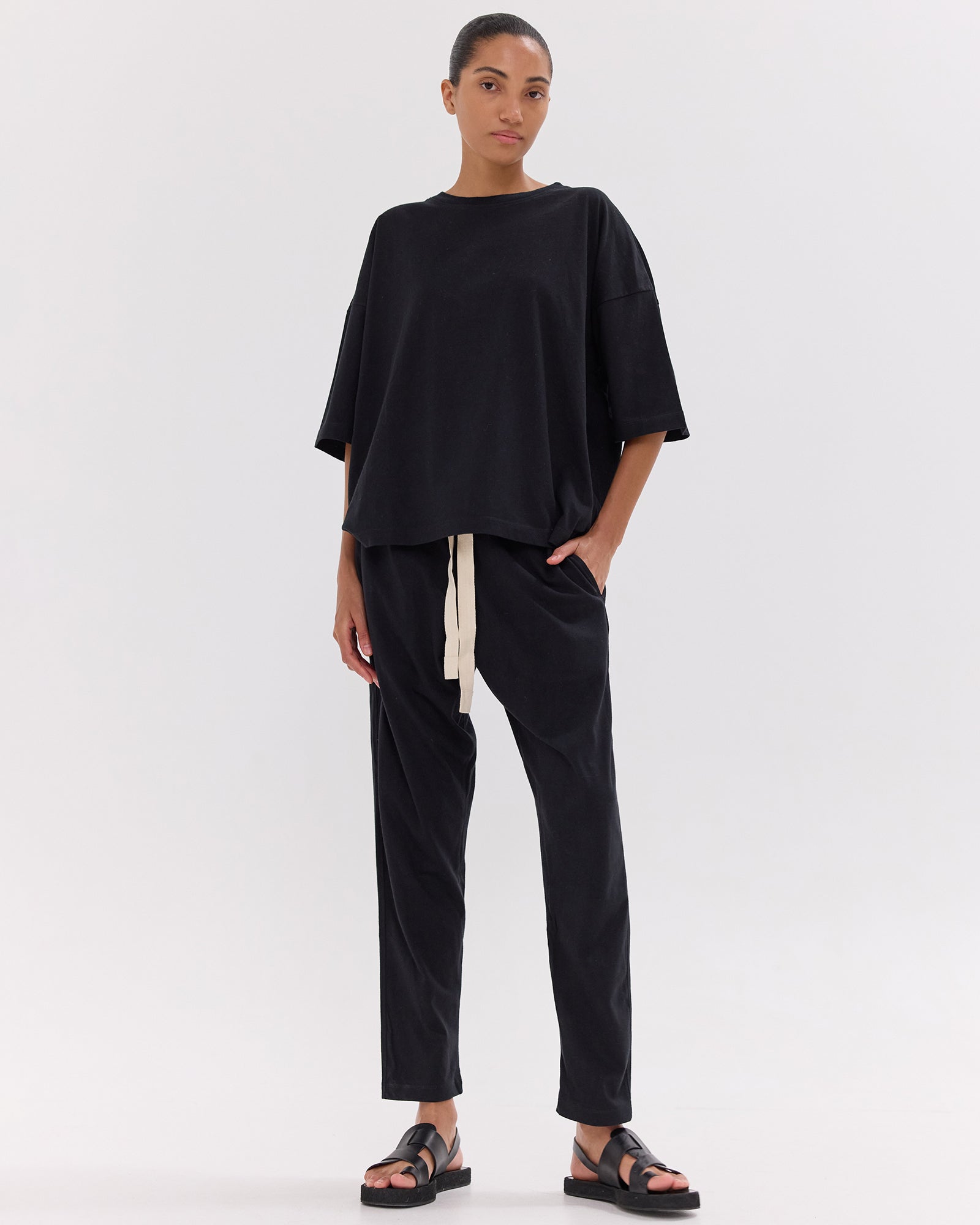 The Jersey Lounge Pant | Black by Cloth & Co. crafted in natural fibres.