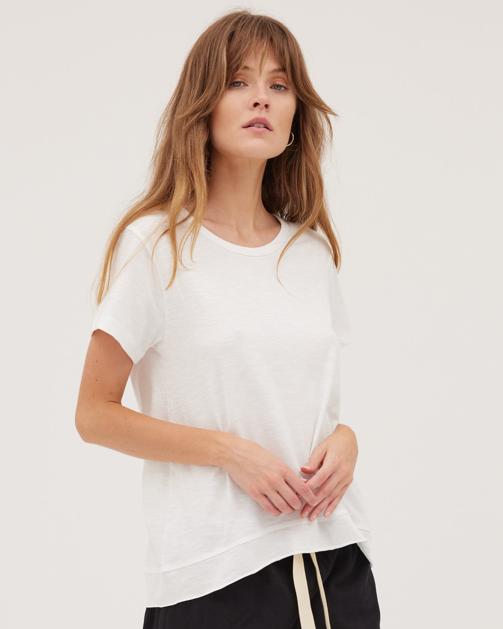 The Raw Hem Slub Tee | White by Cloth & Co.