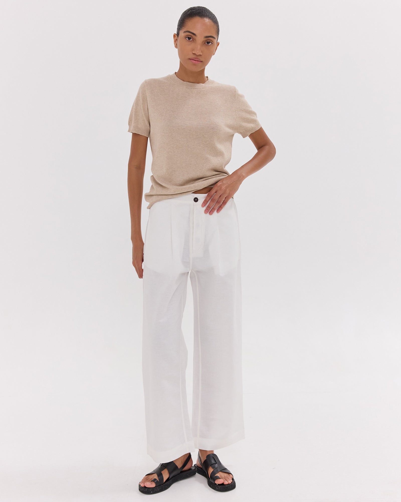 The Relaxed Tailored Pant | White by Cloth & Co.